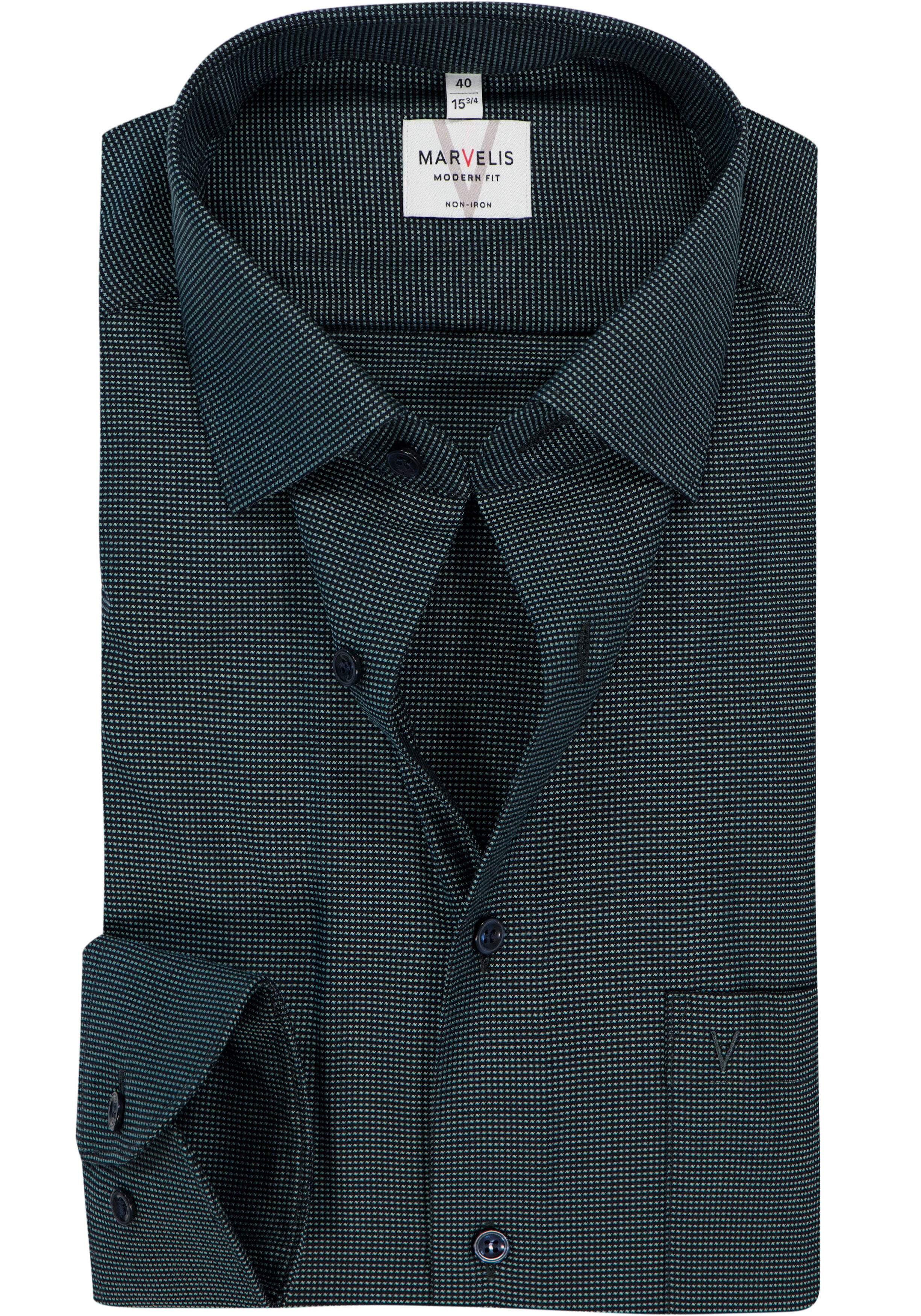 MARVELIS modern fit overhemd, mouwlengte 7, structuur, groen