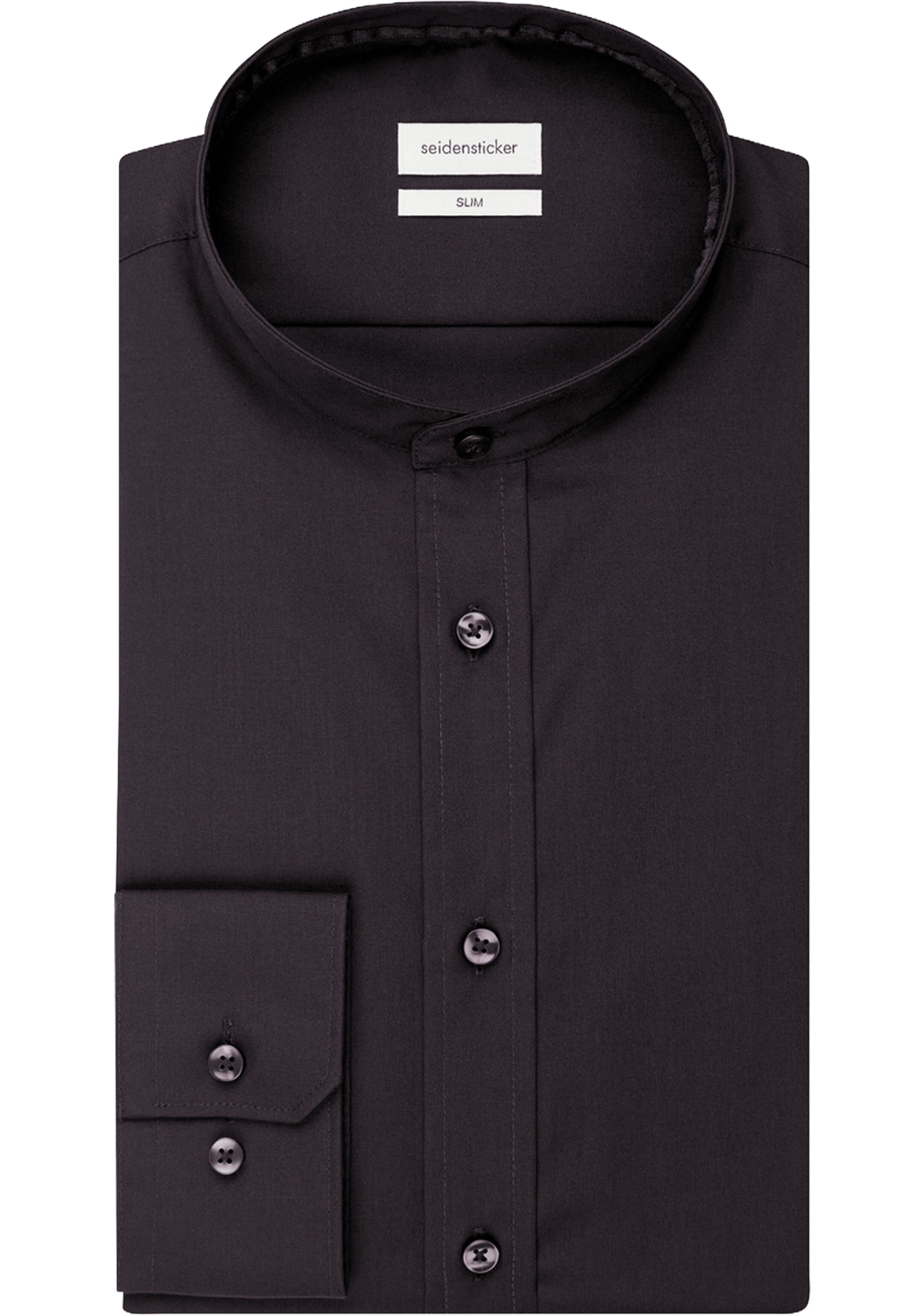 Seidensticker slim fit overhemd, popeline, zwart