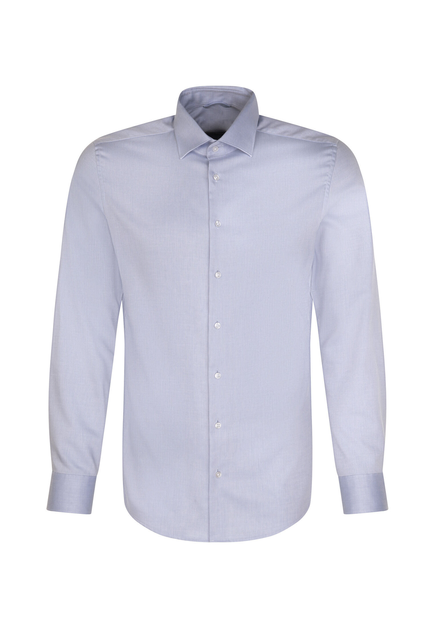 Seidensticker shaped fit overhemd, mouwlengte 7, popeline, blauw