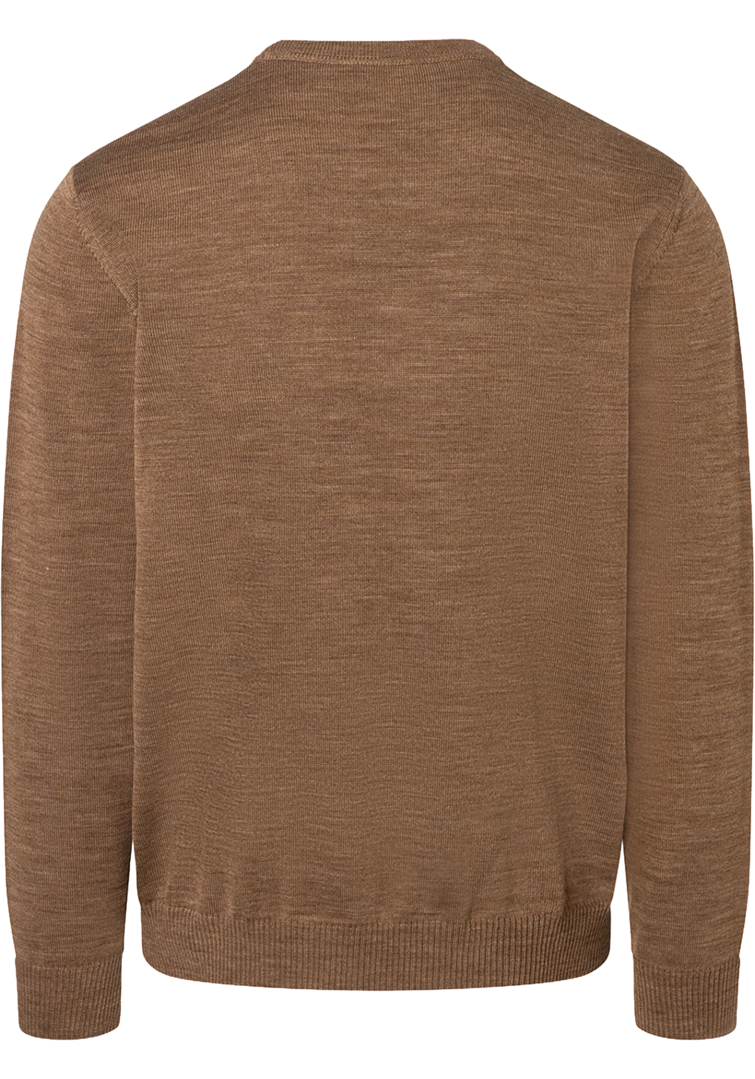 MAERZ Classic Fit heren trui met O-hals wol, bruin