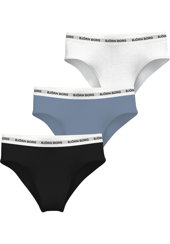 Bjorn Borg dames Logo Highwaist Briefs, slip hoge taille (3-pack), wit, blauw, zwart Bjorn Borg dames Logo Highwaist Briefs, slip hoge taille (3-pack), wit, blauw, zwart