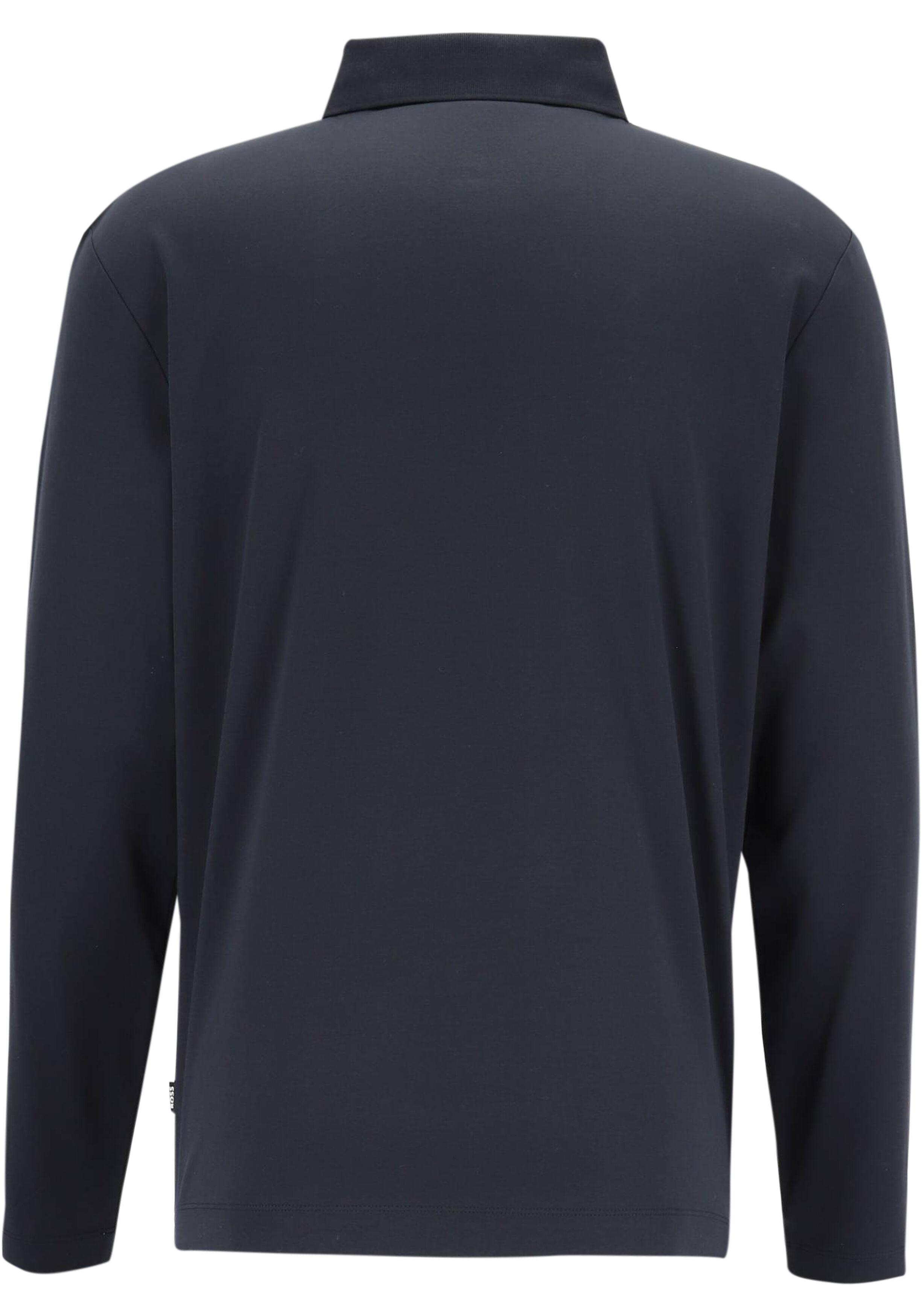 BOSS Paley regular fit polo lange mouw, jersey, donkerblauw