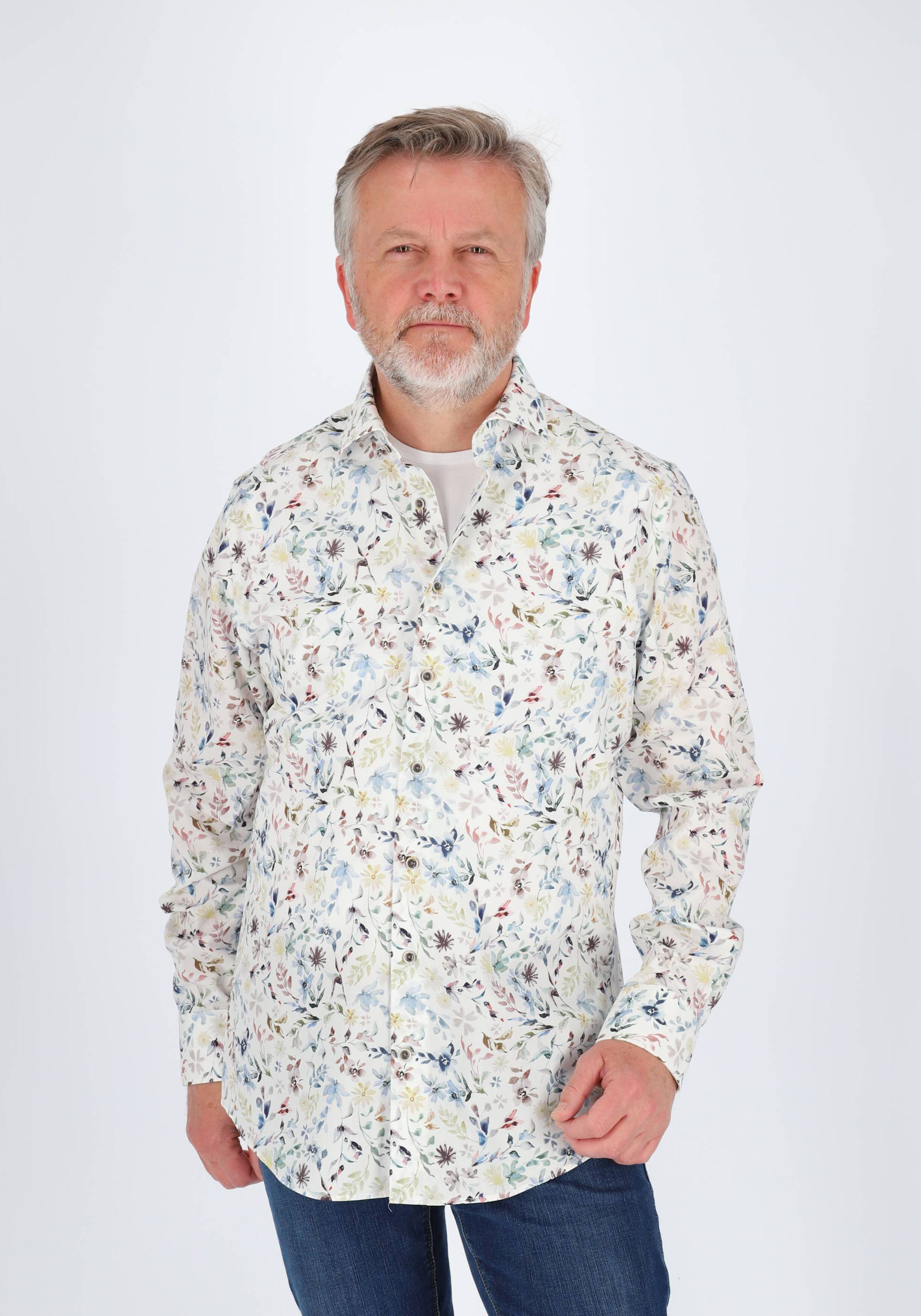 Michaelis slim fit heren overhemd, popeline, dessin