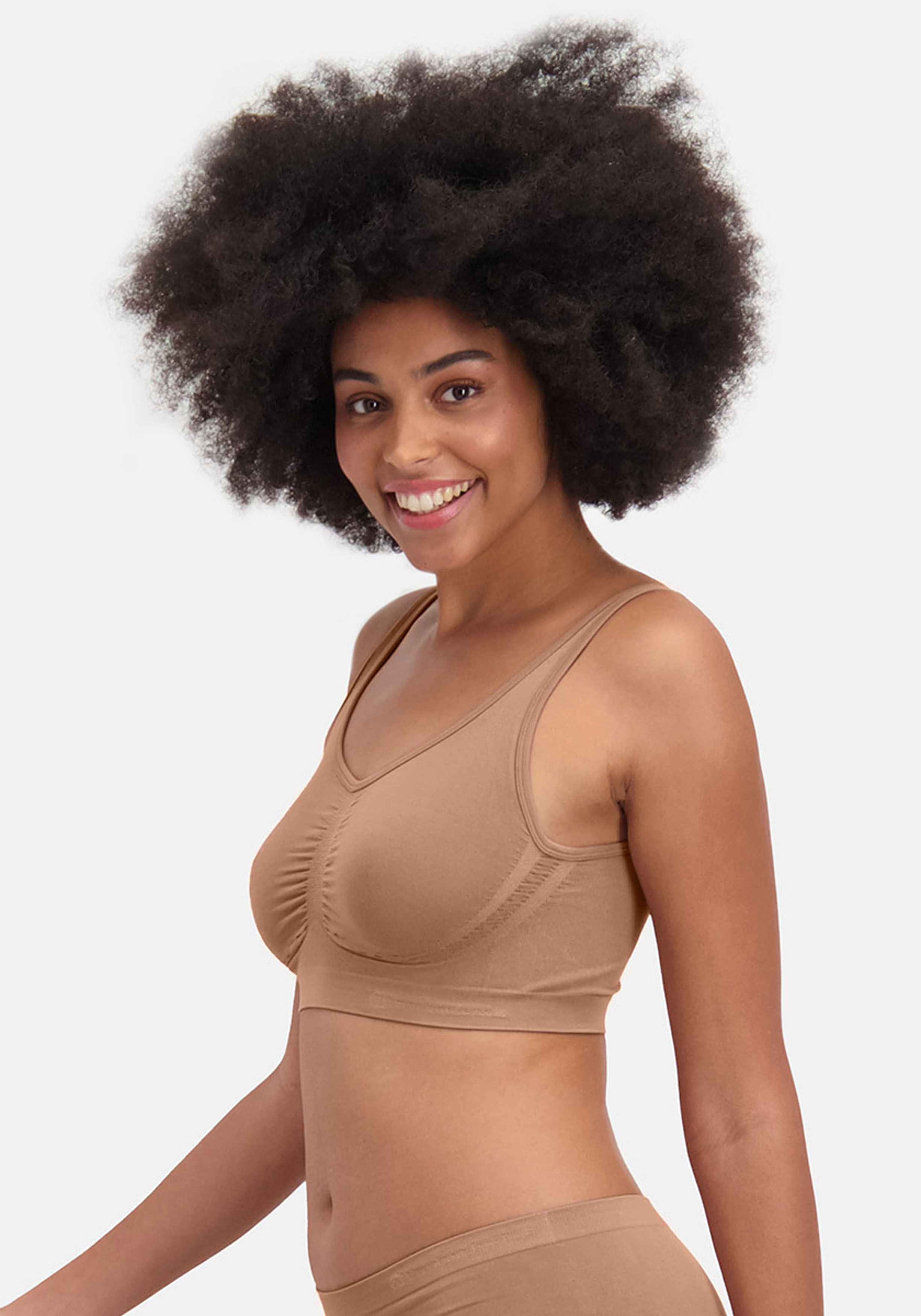 Bamboo Basics Nova seamless bra (2-pack), dames beugelloze BH naadloos, beige