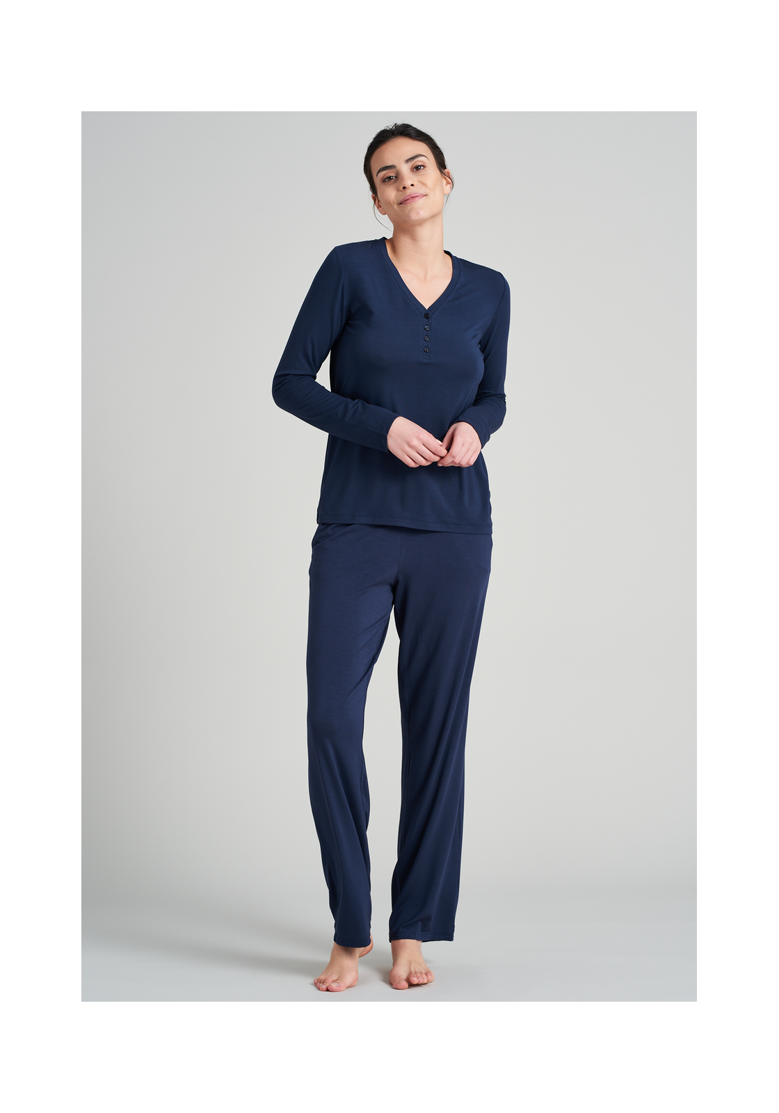image_8_175478-800_5_1280x1280 SCHIESSER Mix+Relax T-shirt, dames shirt lange mouwen modal v-hals knoopsluiting blauw