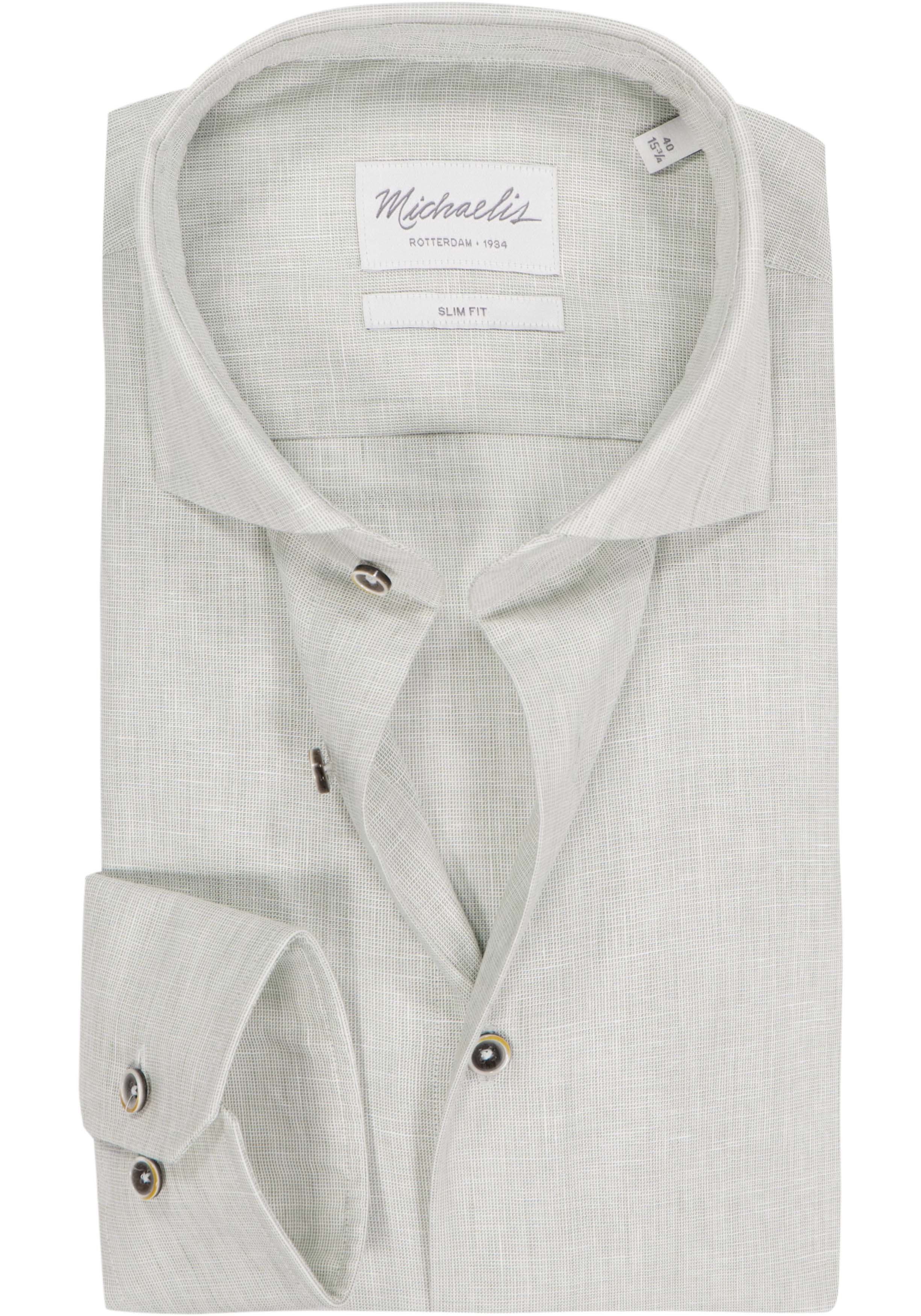 Michaelis slim fit heren overhemd, structuur, groen
