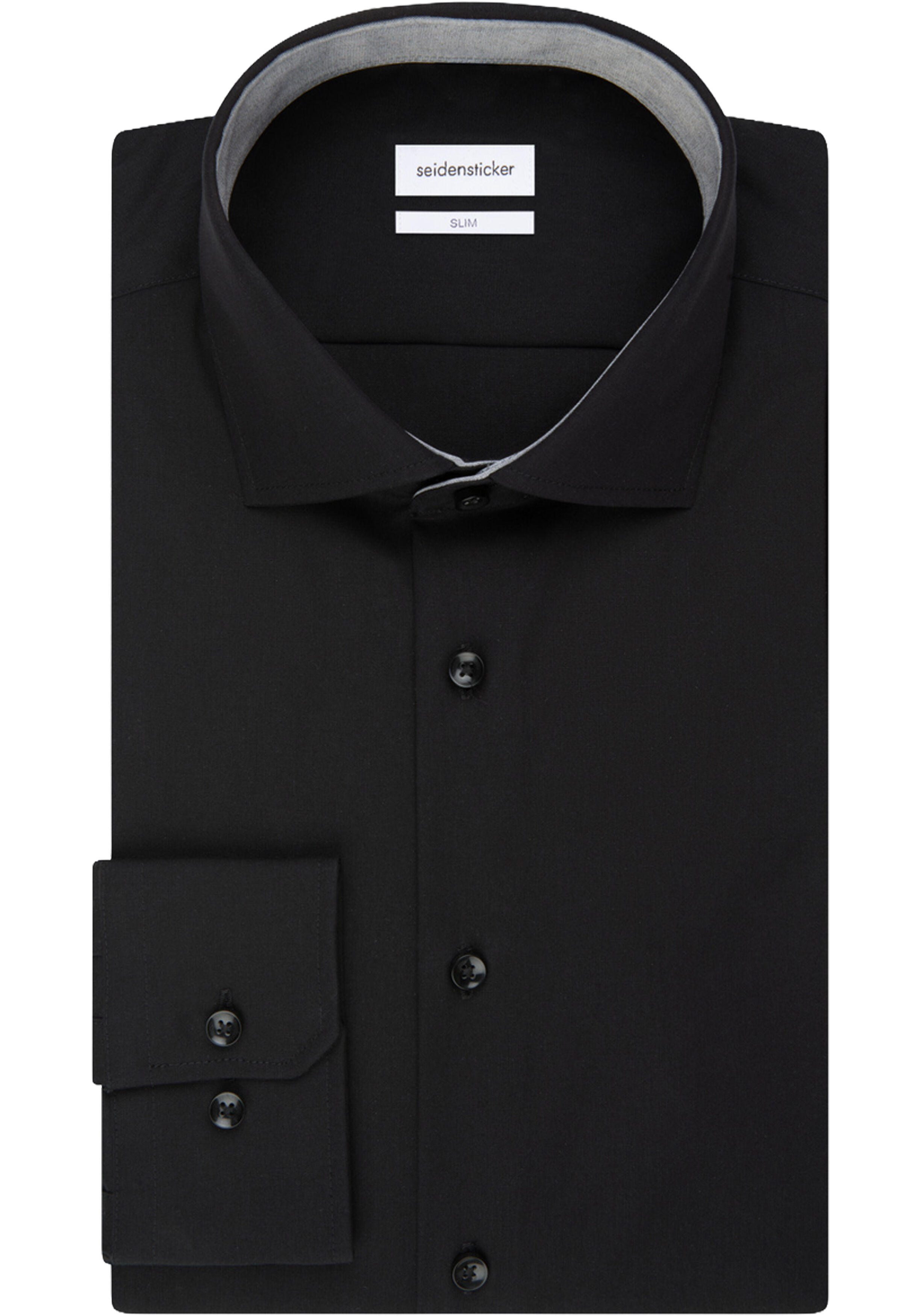 Seidensticker slim fit overhemd, popeline, zwart