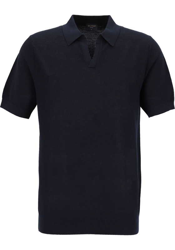 OLYMP modern fit gebreide polo katoen met hennep, structuur, korte mouw, marine blauw OLYMP modern fit gebreide polo katoen met hennep, structuur, korte mouw, marine blauw