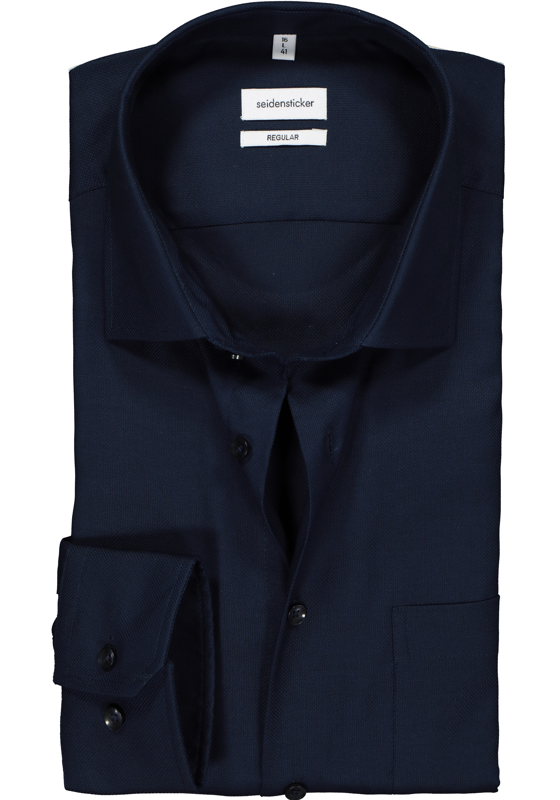 Seidensticker regular fit overhemd, donkerblauw structuur Seidensticker regular fit overhemd, donkerblauw structuur