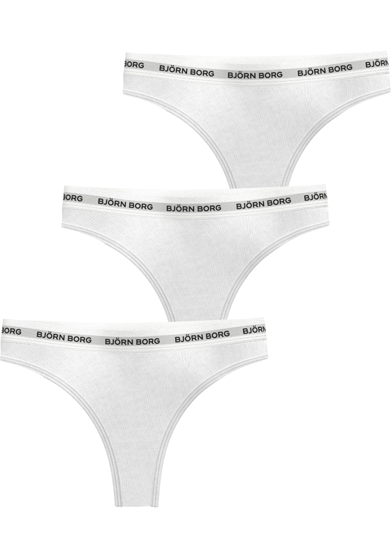 Bjorn Borg dames Logo thong, string (3-pack), wit, wit, wit Bjorn Borg dames Logo thong, string (3-pack), wit, wit, wit