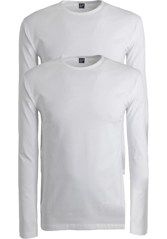 ALAN RED T-shirts Olbia (2-pack), O-hals lange mouw stretch, wit ALAN RED T-shirts Olbia (2-pack), O-hals lange mouw stretch, wit