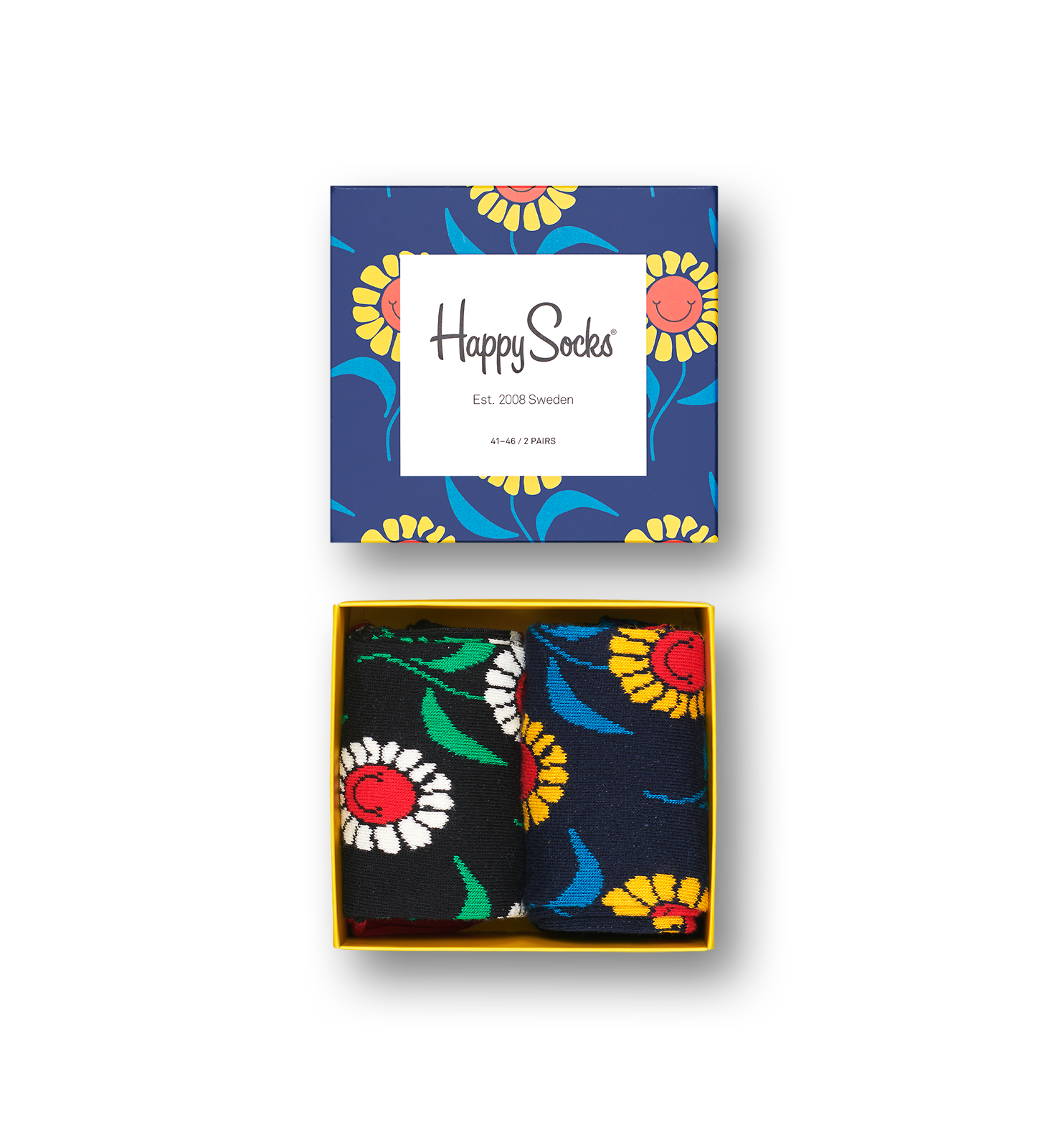 Happy Socks SMU Sunflower giftbox (2-pack), unisex sokken in cadeauverpakking