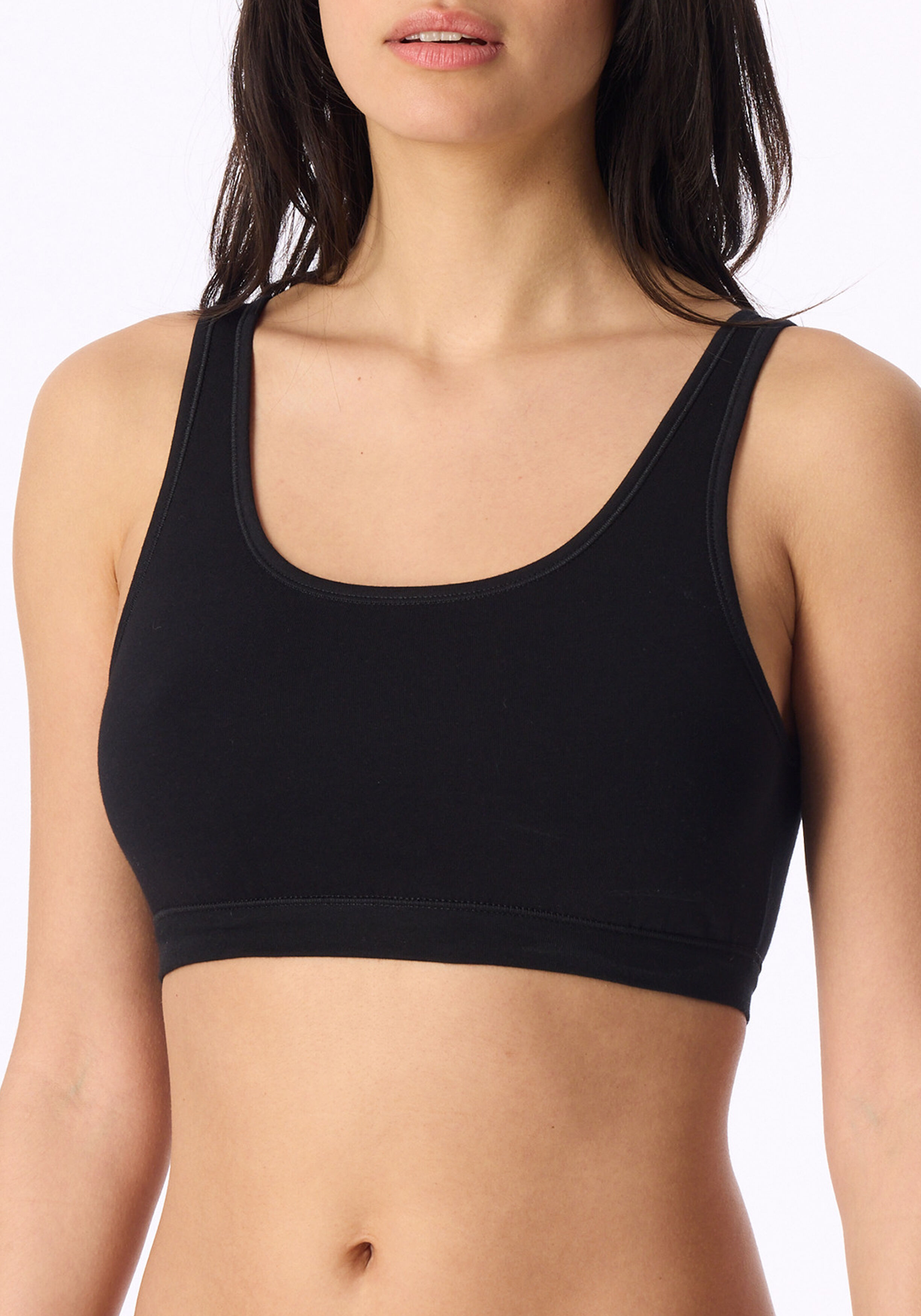 SCHIESSER 95/5 bralette (2-pack), dames bustier zonder cups biologisch katoen zwart