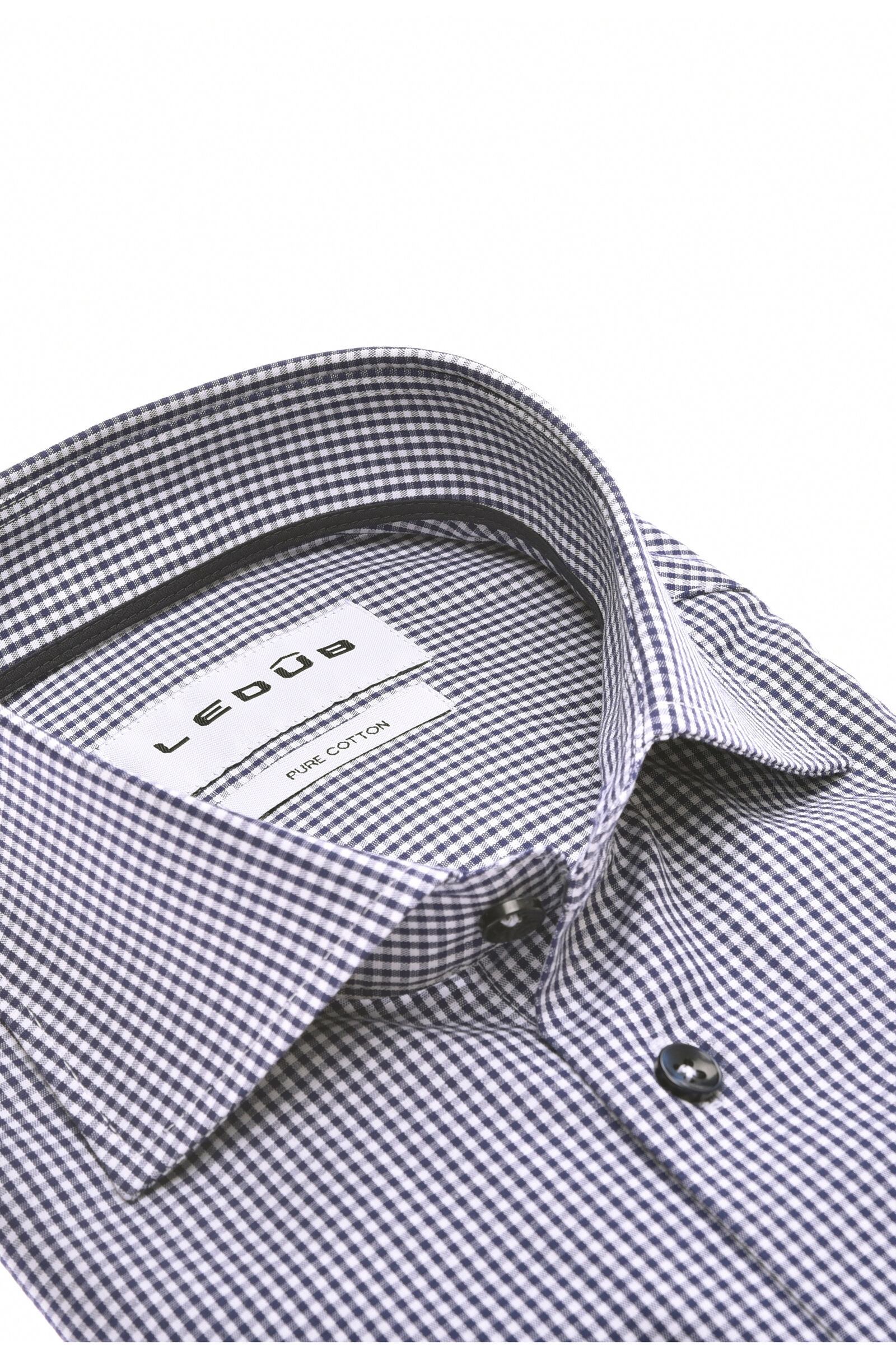 Ledub modern fit overhemd, popeline, donkerblauw geruit