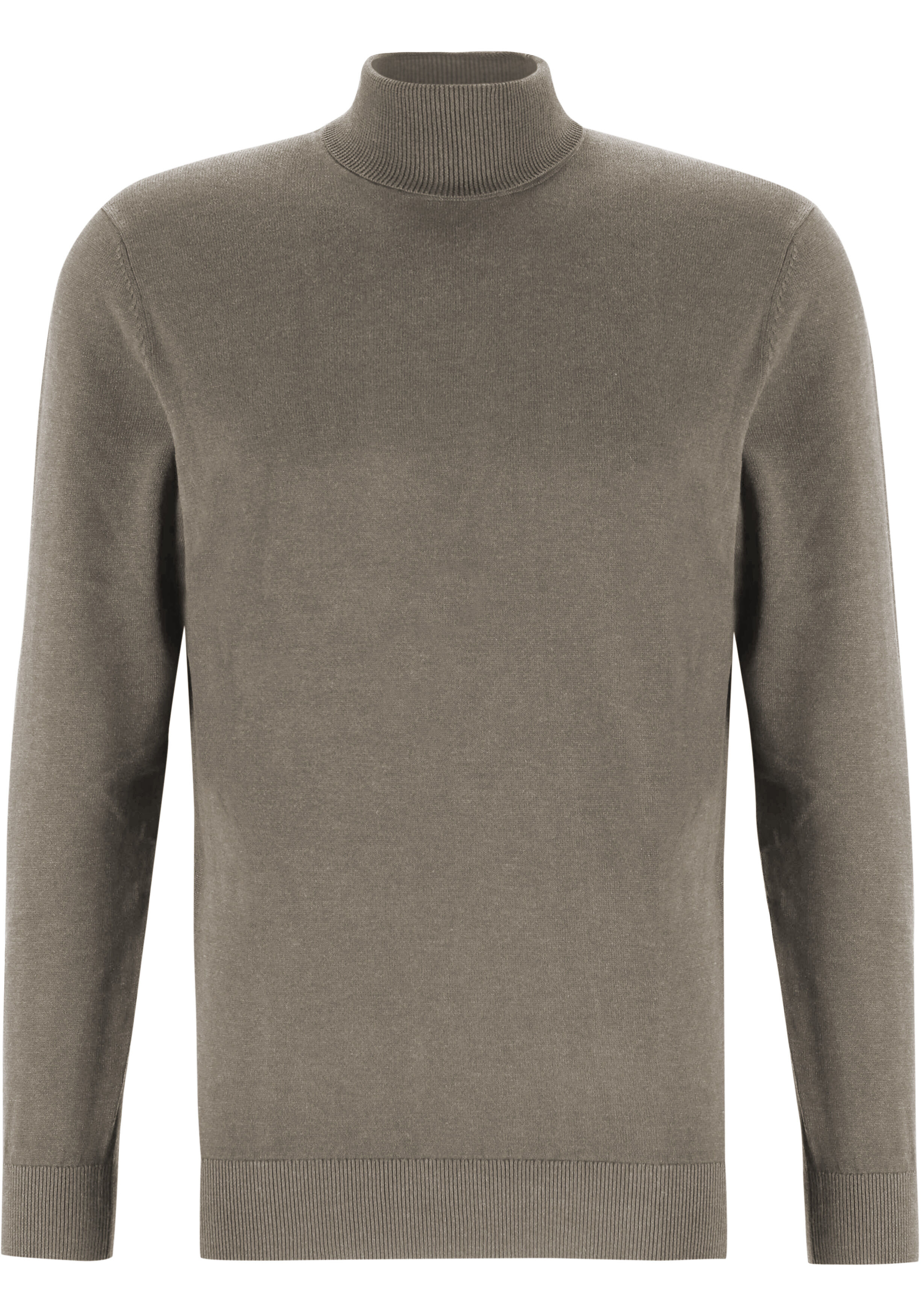 Michaelis heren trui katoenmengsel, slim fit coltrui, bruin