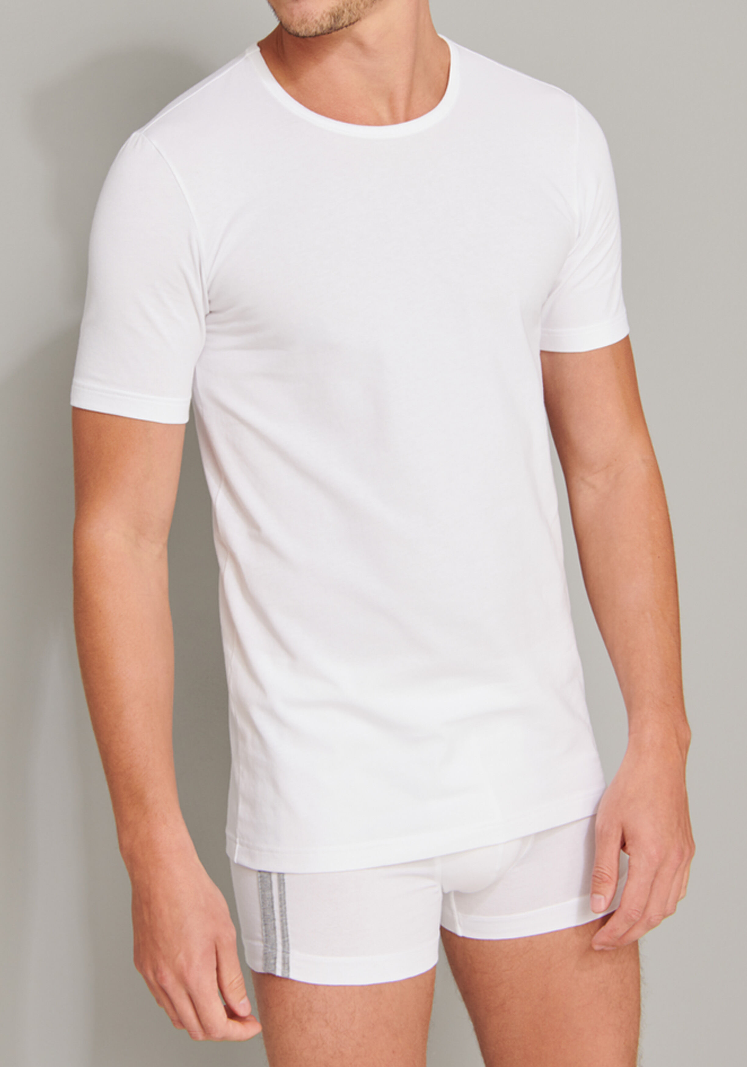 SCHIESSER 95/5 T-shirts (2-pack), O-hals, wit
