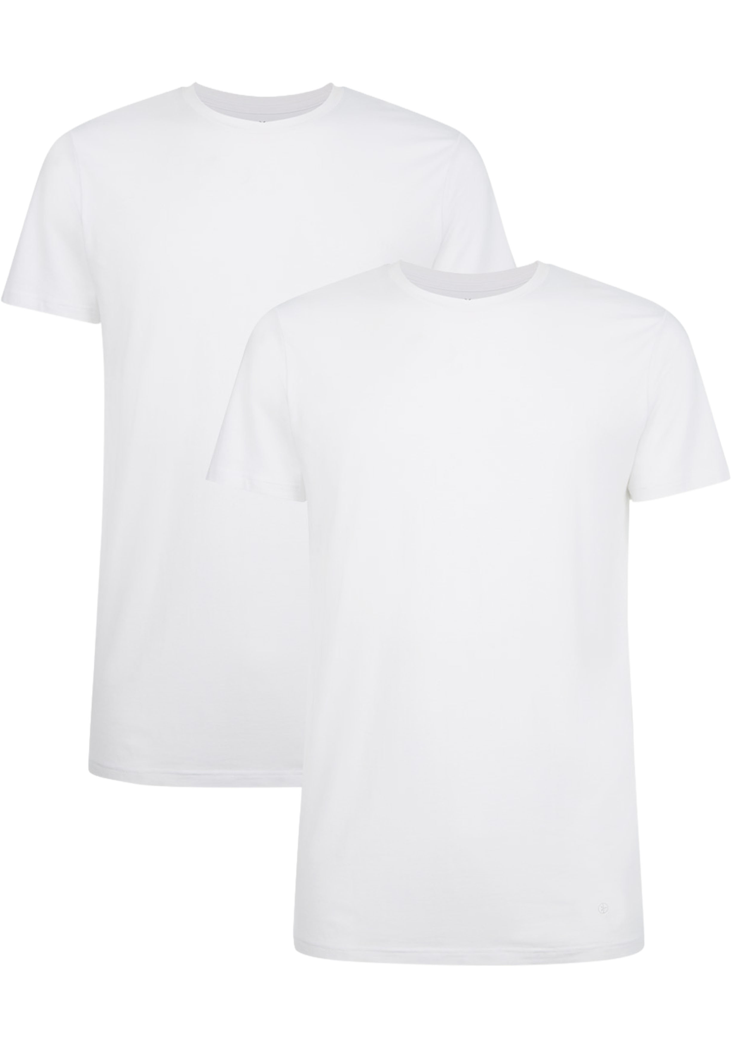 Bamboo Basics Ruben round neck T-shirt (2-pack), heren T-shirt O-hals, wit