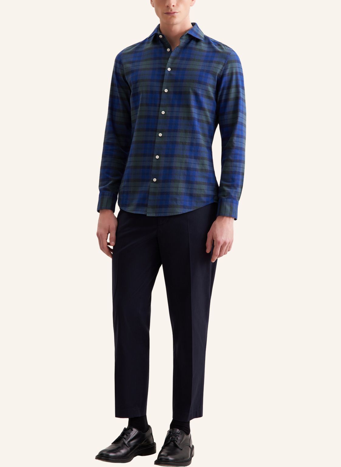 Seidensticker slim fit overhemd, popeline, blauw geruit