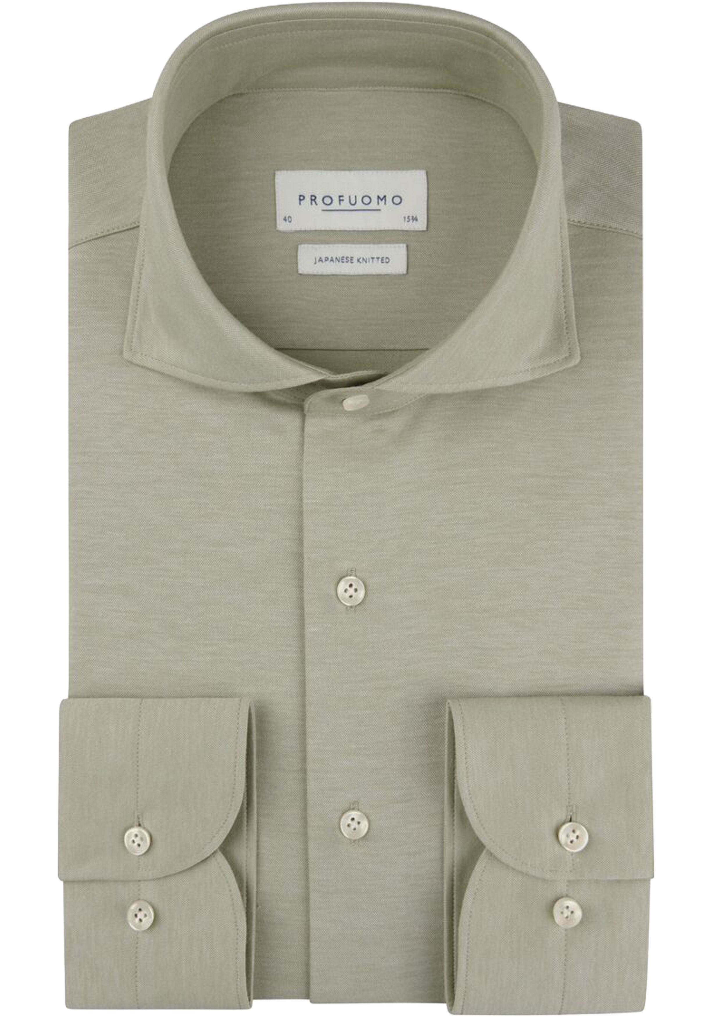 Profuomo slim fit heren overhemd, jersey, groen