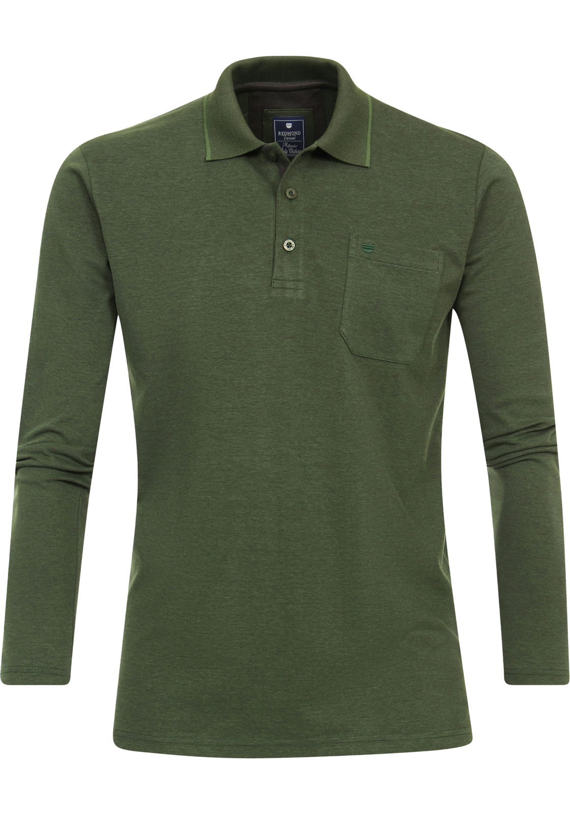 Redmond regular fit polo lange mouw, jersey, groen Redmond regular fit polo lange mouw, jersey, groen