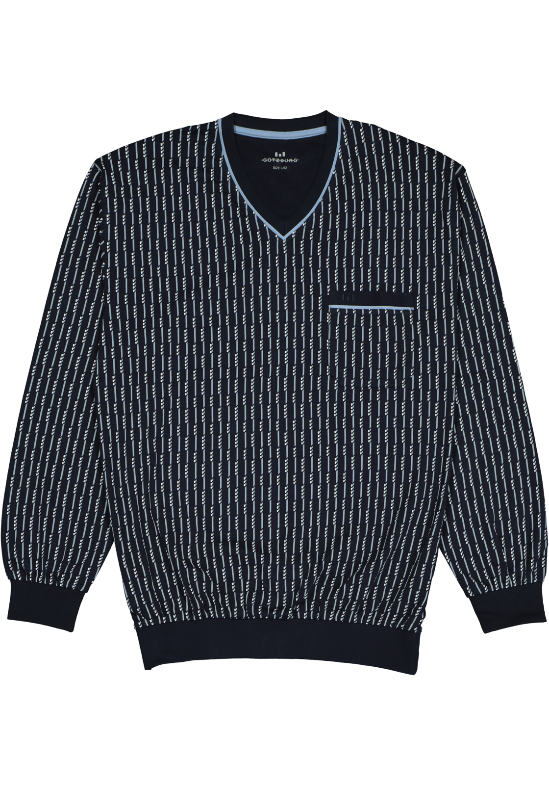 2-4060084134066_pyjamas__HR Gotzburg heren pyjama, blauw met lichtblauw en wit dessin