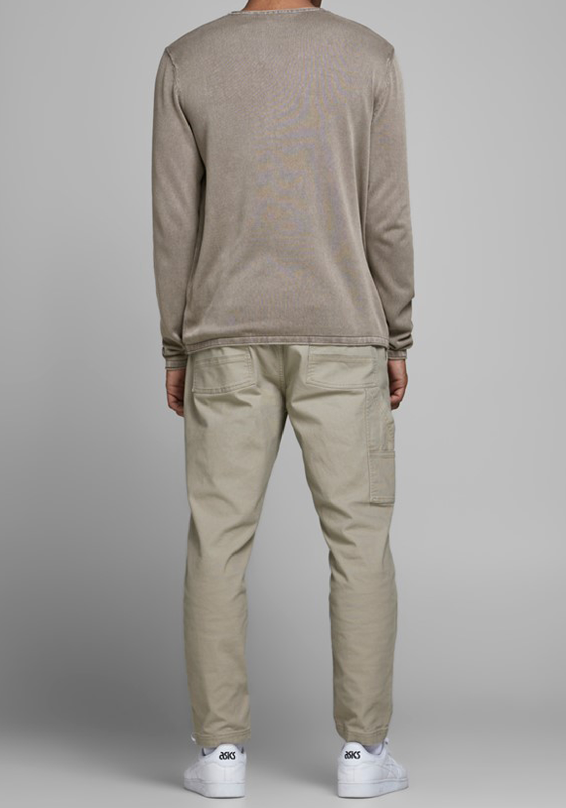 2-5714909534775-jackjones-trui_HR JACK & JONES slim fit trui katoen, O-hals, verwassen beige
