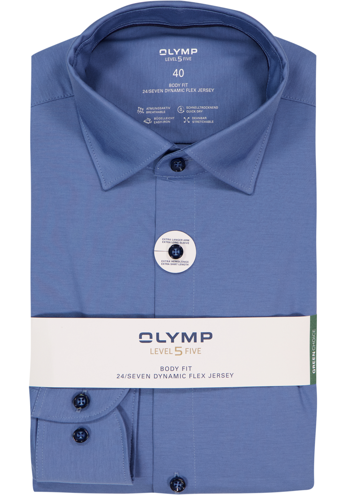 OLYMP 24/7 Level 5 body fit overhemd, mouwlengte 7, tricot, blauw OLYMP 24/7 Level 5 body fit overhemd, mouwlengte 7, tricot, blauw