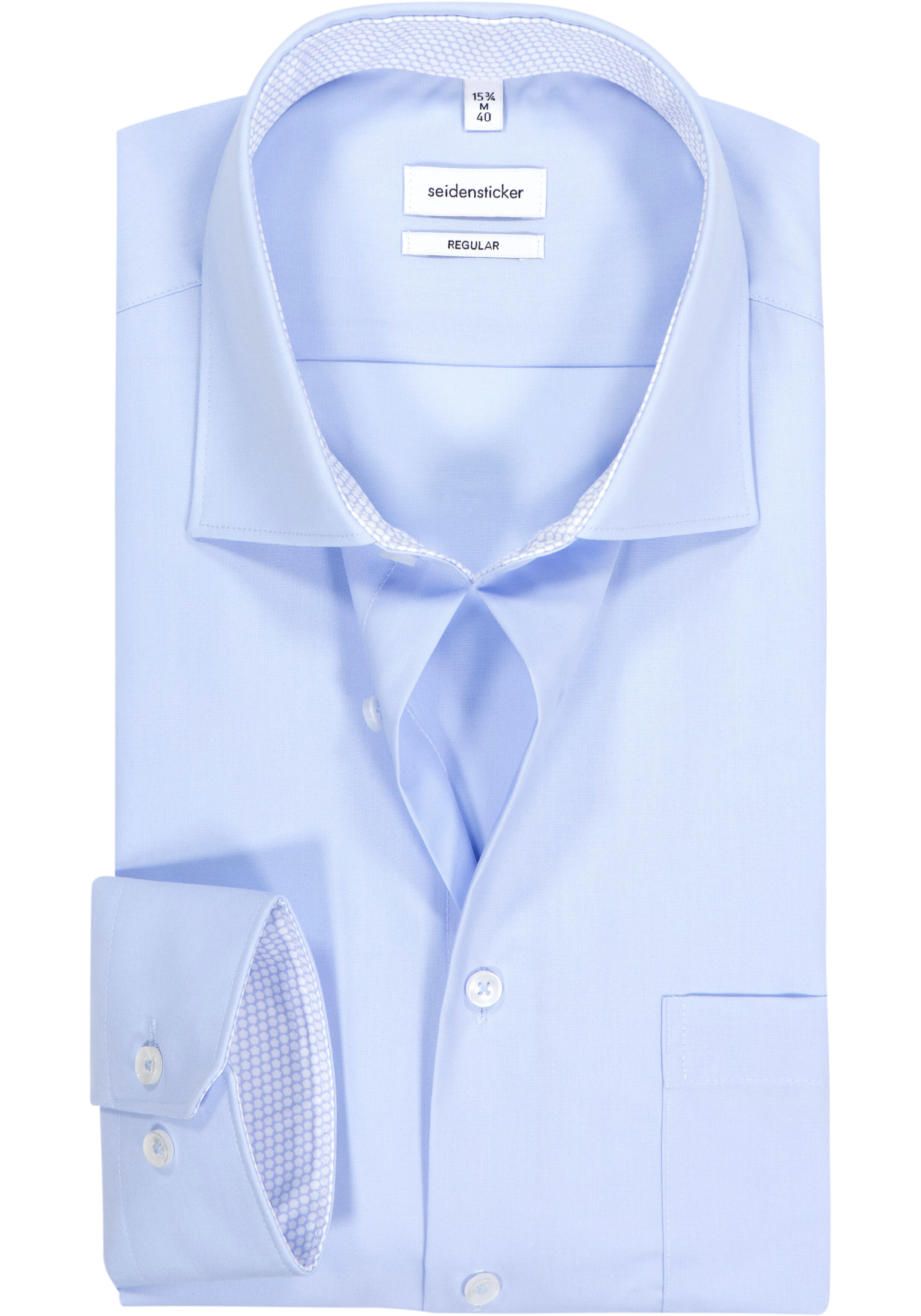 Seidensticker regular fit overhemd, popeline, blauw