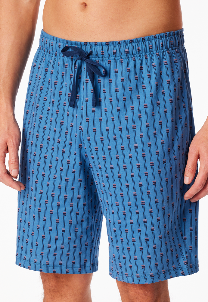 SCHIESSER Mix + Relax Short, heren korte pyjama- of loungebroek, blauw dessin