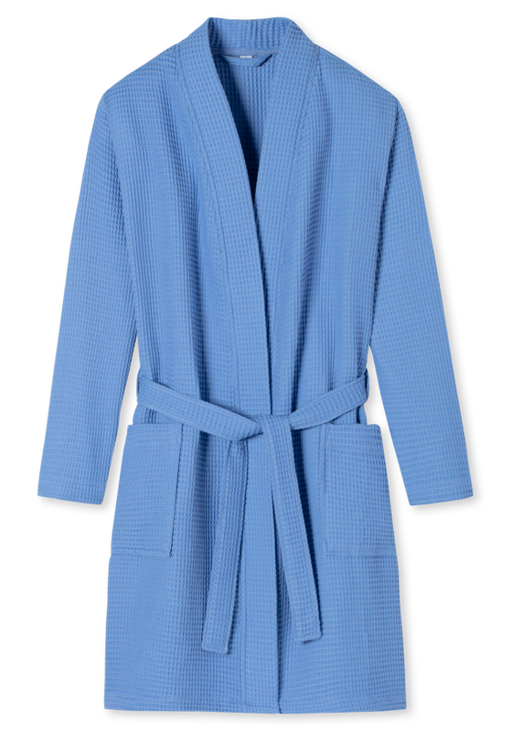 SCHIESSER Essentials badjas, dames badjas wafelpique blauw SCHIESSER Essentials badjas, dames badjas wafelpique blauw