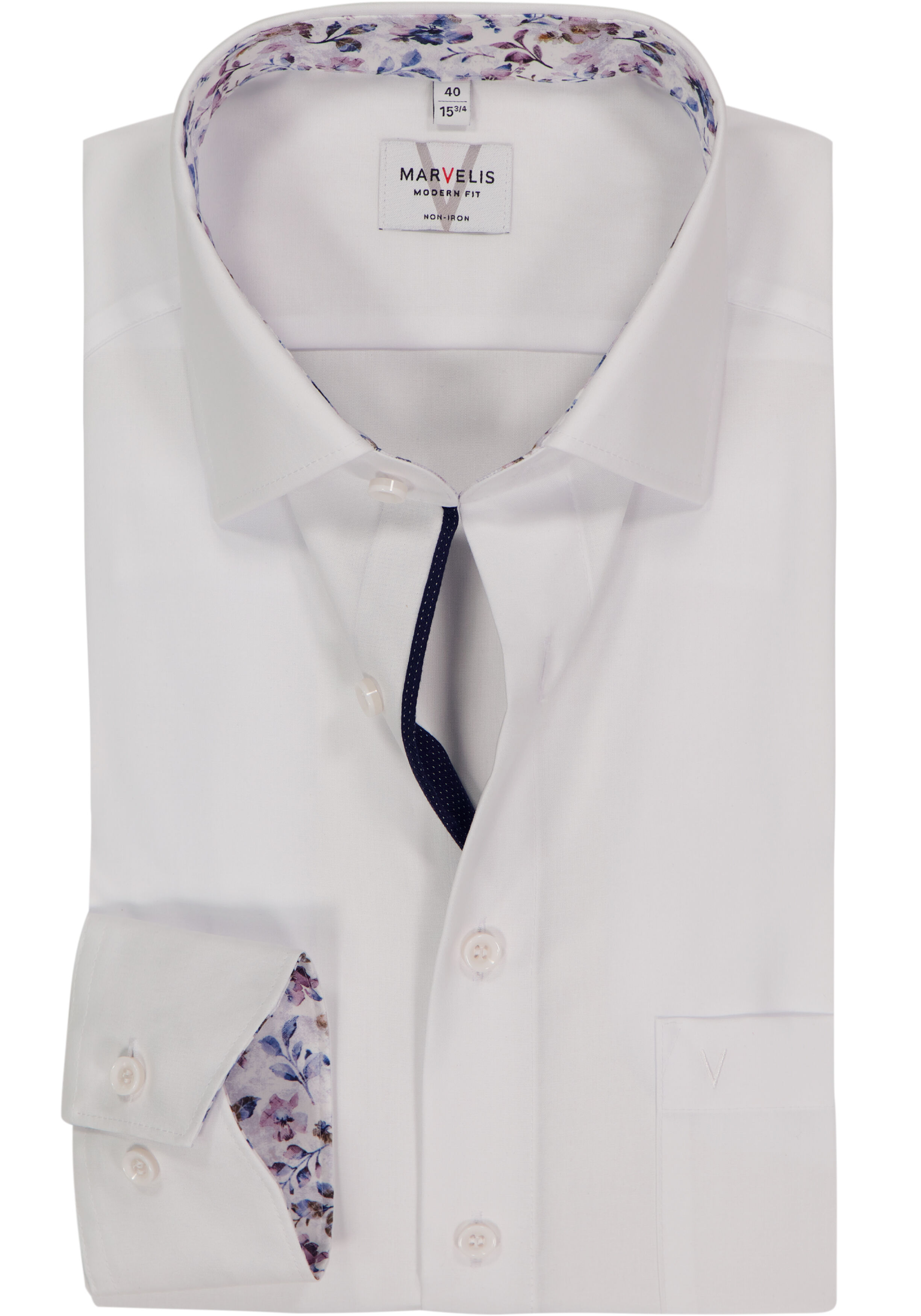 MARVELIS modern fit overhemd, popeline, wit