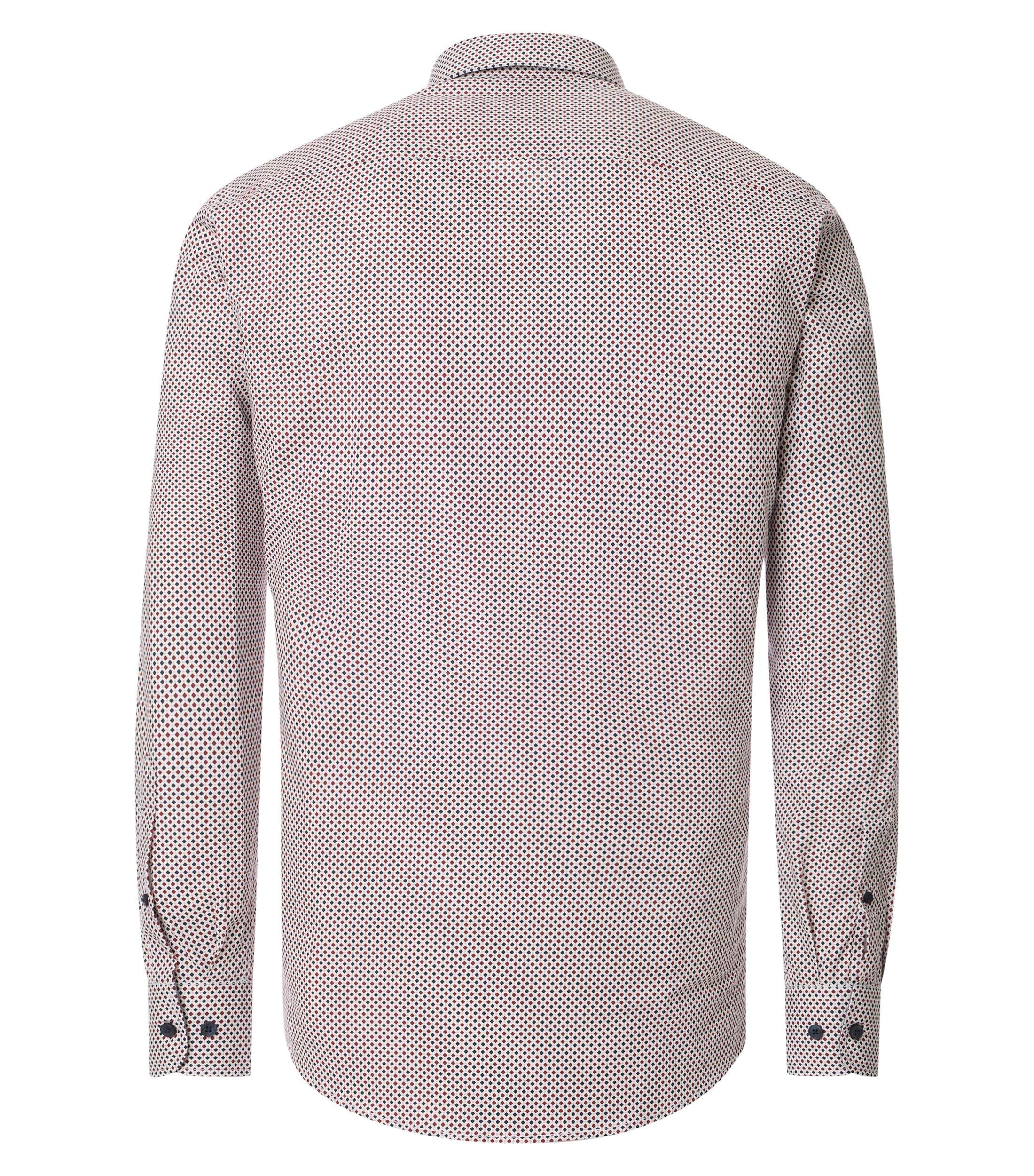 CASA MODA Sport casual fit overhemd, popeline, wit met blauw en rood dessin
