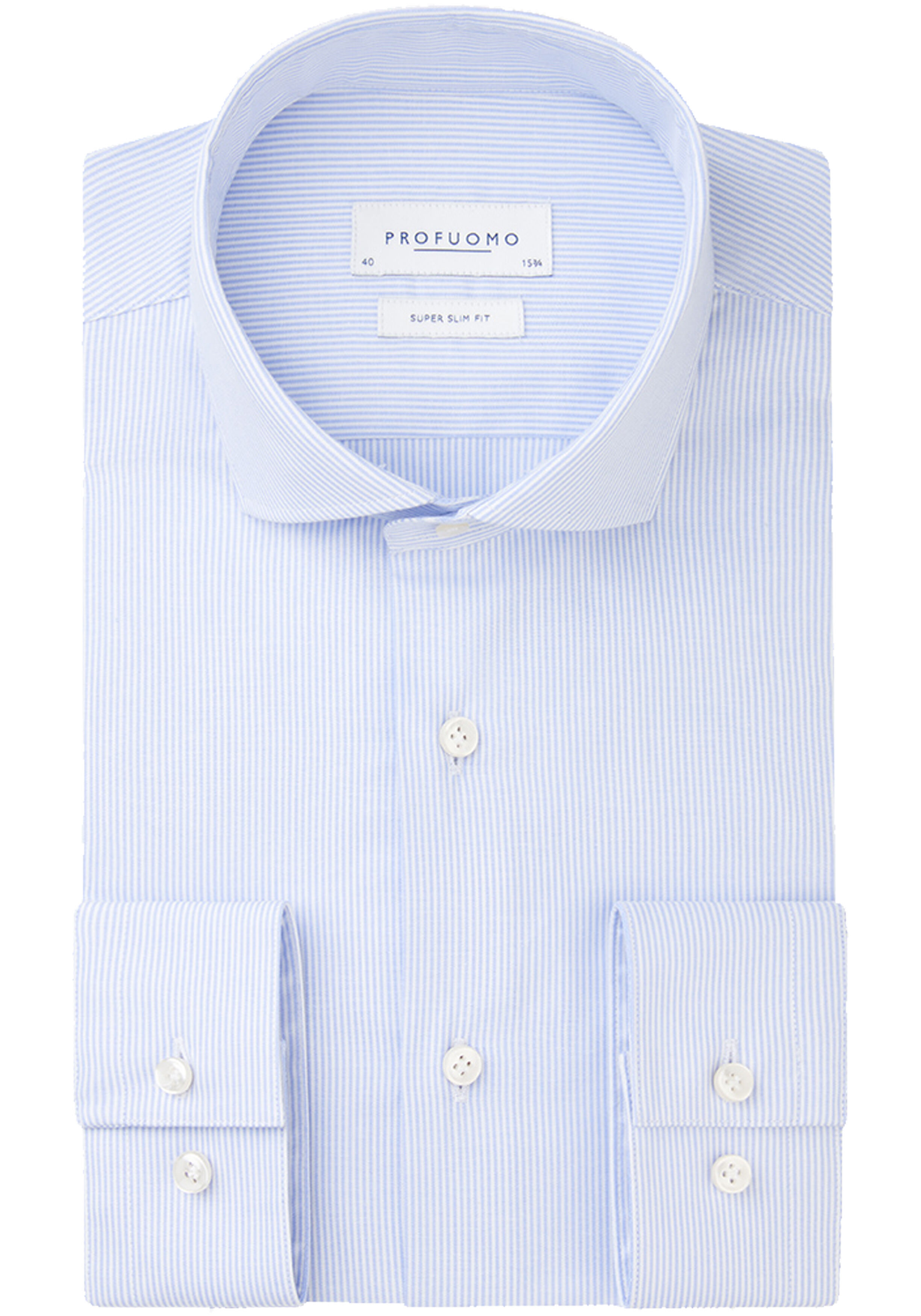 Profuomo super slim fit heren overhemd, popeline, blauw gestreept