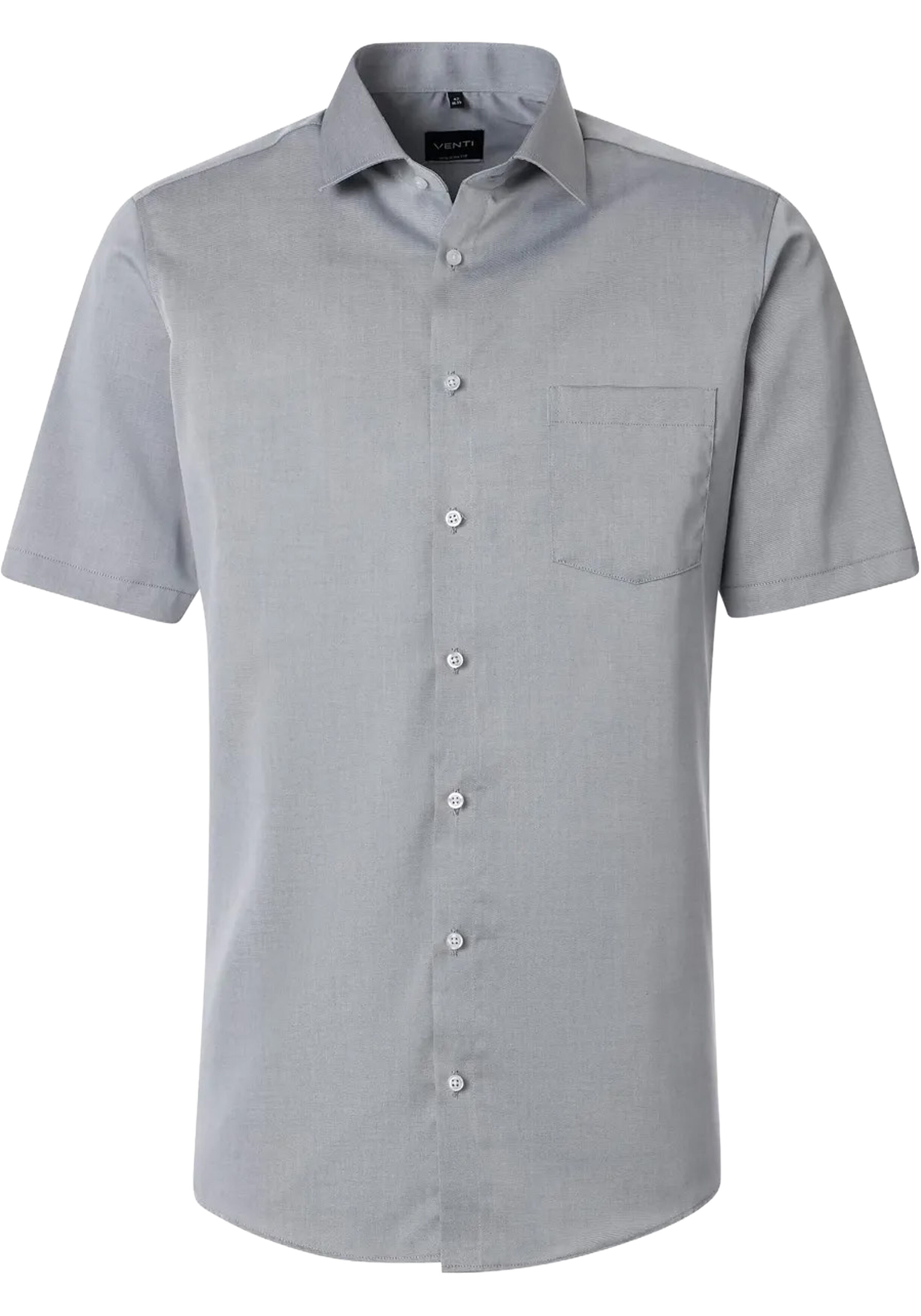 VENTI modern fit overhemd, korte mouw, twill, grijs