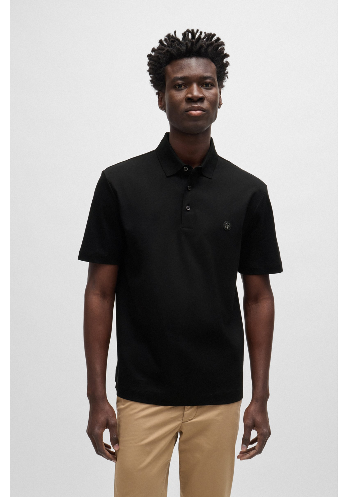 BOSS Parris regular fit heren polo, pique, zwart BOSS Parris regular fit heren polo, pique, zwart