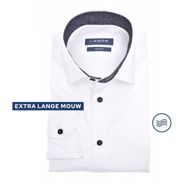 Ledub modern fit overhemd, mouwlengte 7, wit