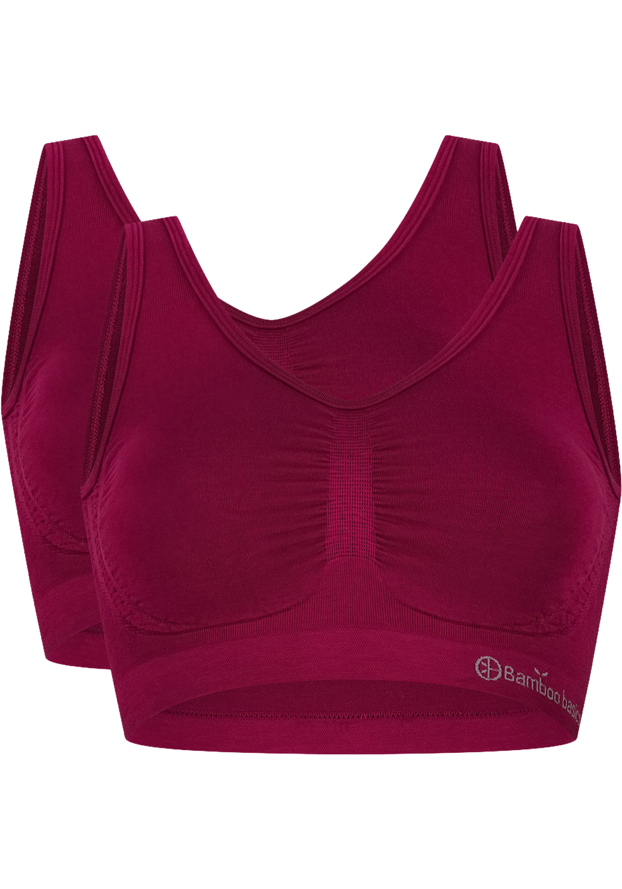 Bamboo Basics Nova seamless bra (2-pack), dames beugelloze BH naadloos, bordeaux rood