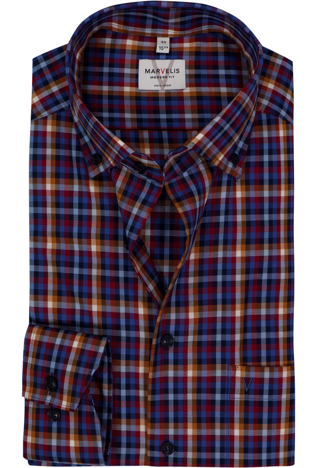 MARVELIS modern fit overhemd, popeline, bordeaux rood geruit MARVELIS modern fit overhemd, popeline, bordeaux rood geruit