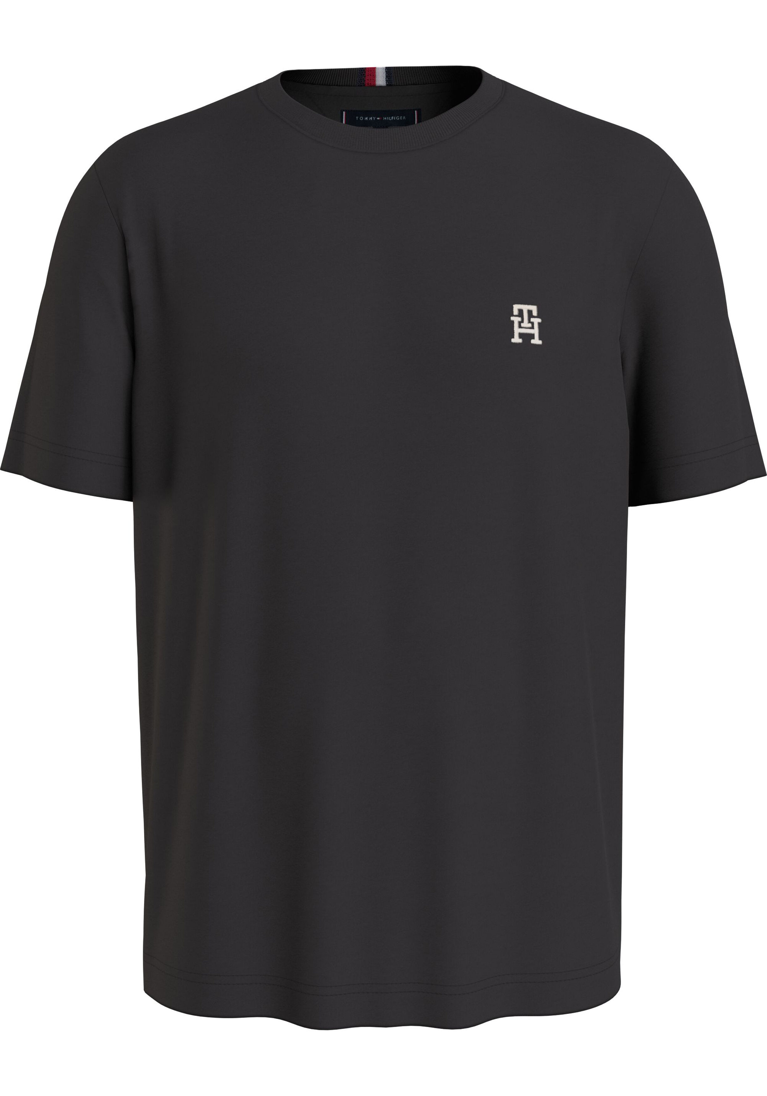 Tommy Hilfiger Monogram Tee, heren T-shirt korte mouw O-hals, zwart