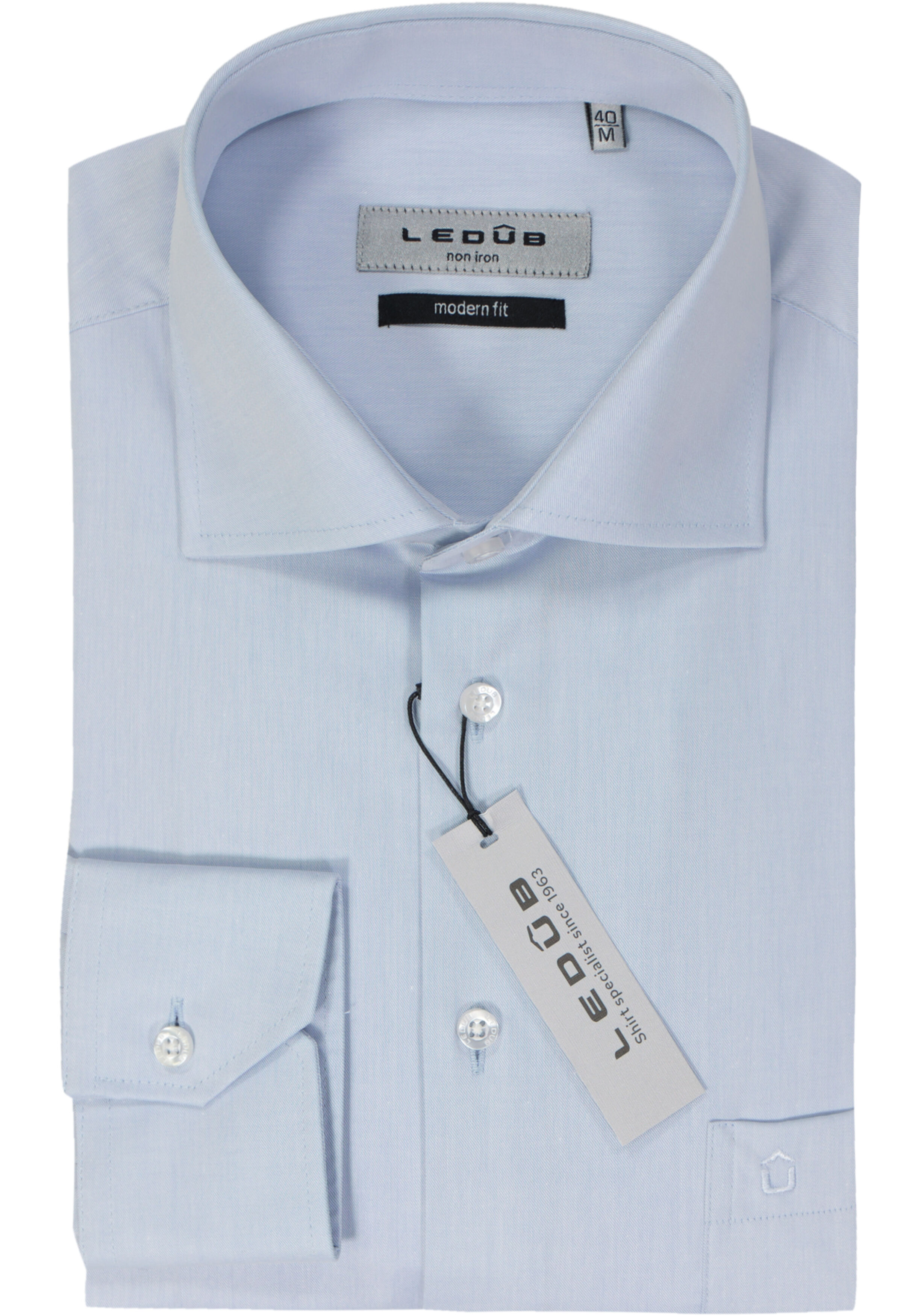 Ledub modern fit overhemd, lichtblauw twill 