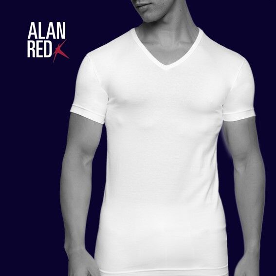 ALAN RED T-shirts Oklahoma (2-pack), V-hals stretch, wit