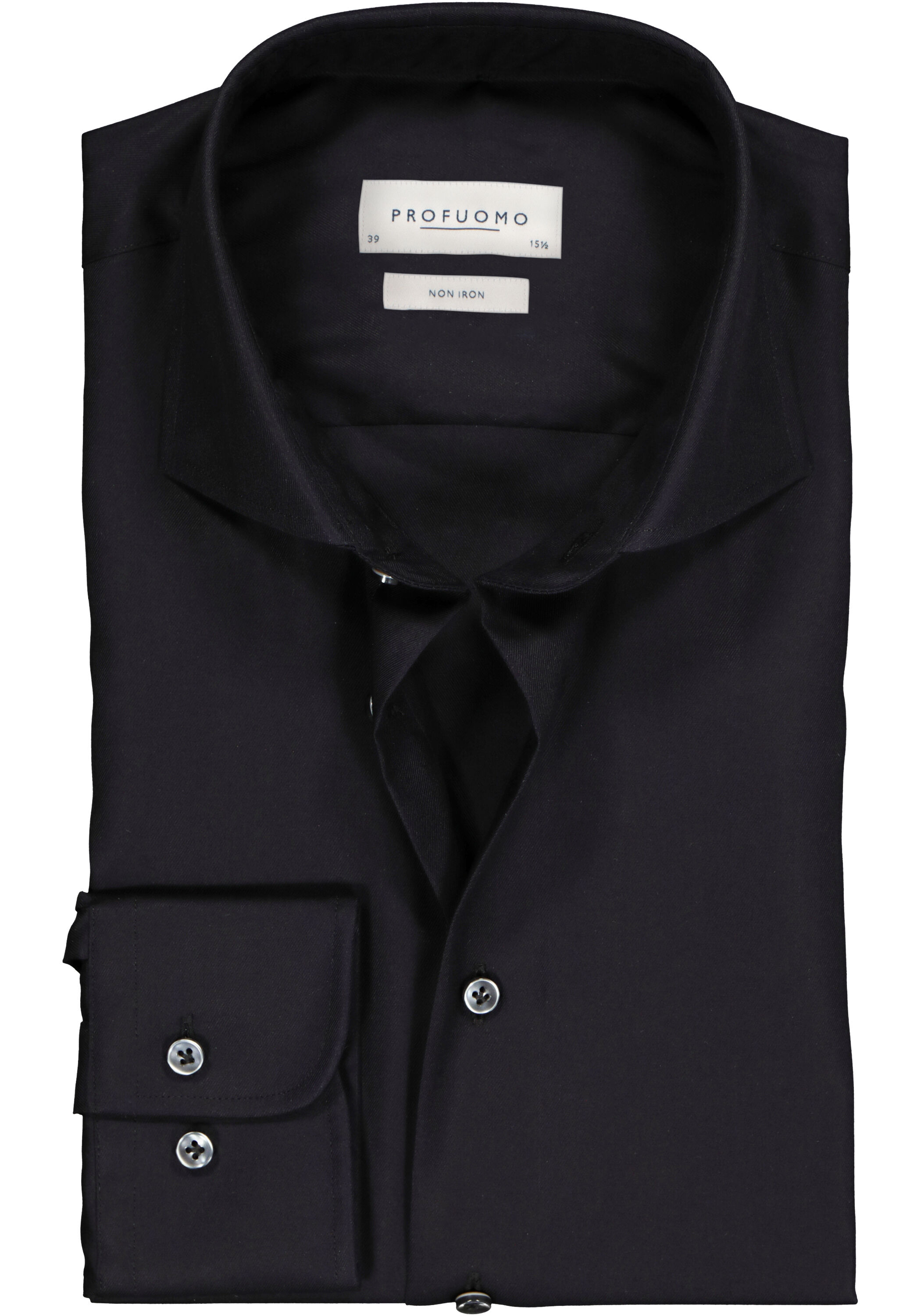Profuomo slim fit overhemd, fine twill, zwart 