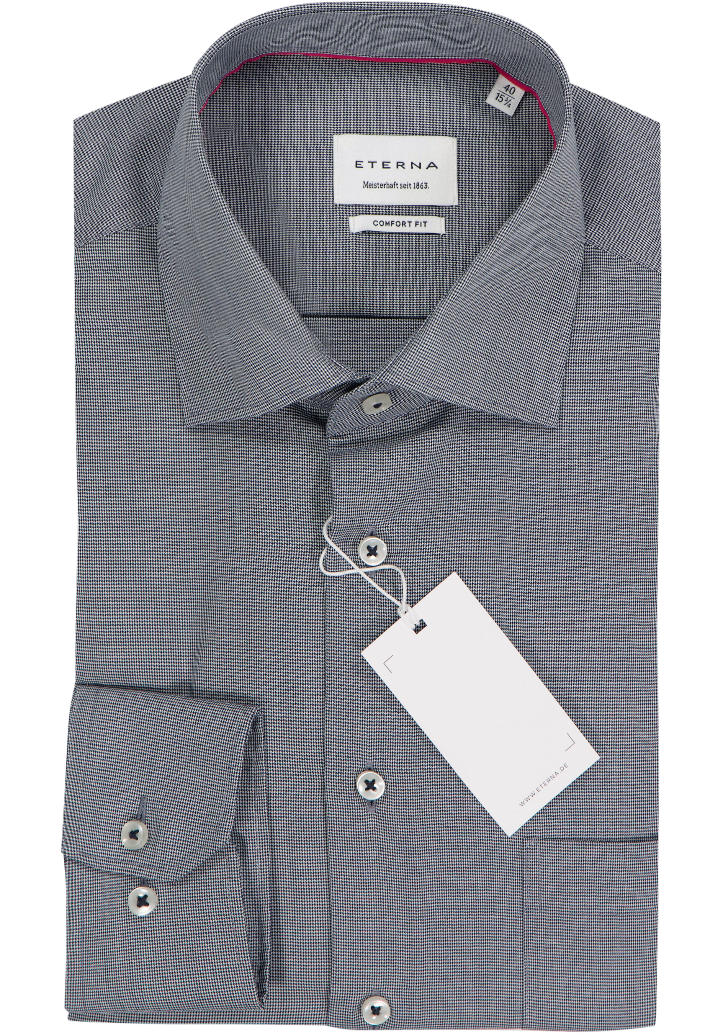 ETERNA comfort fit overhemd, structuur, donkerblauw