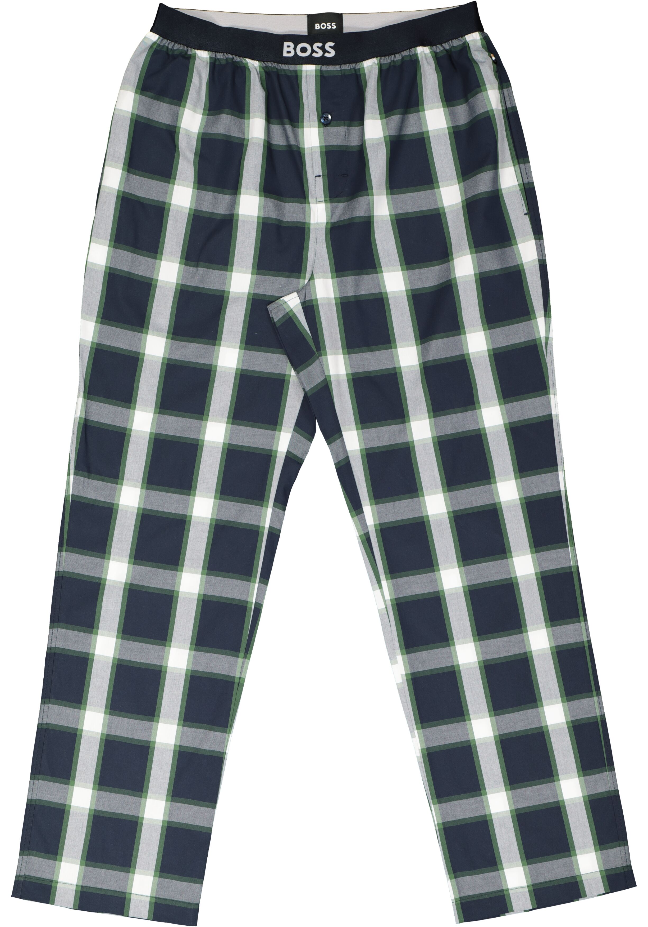 BOSS Long Set, heren lounge set, blauw met groen-blauw geruite broek
