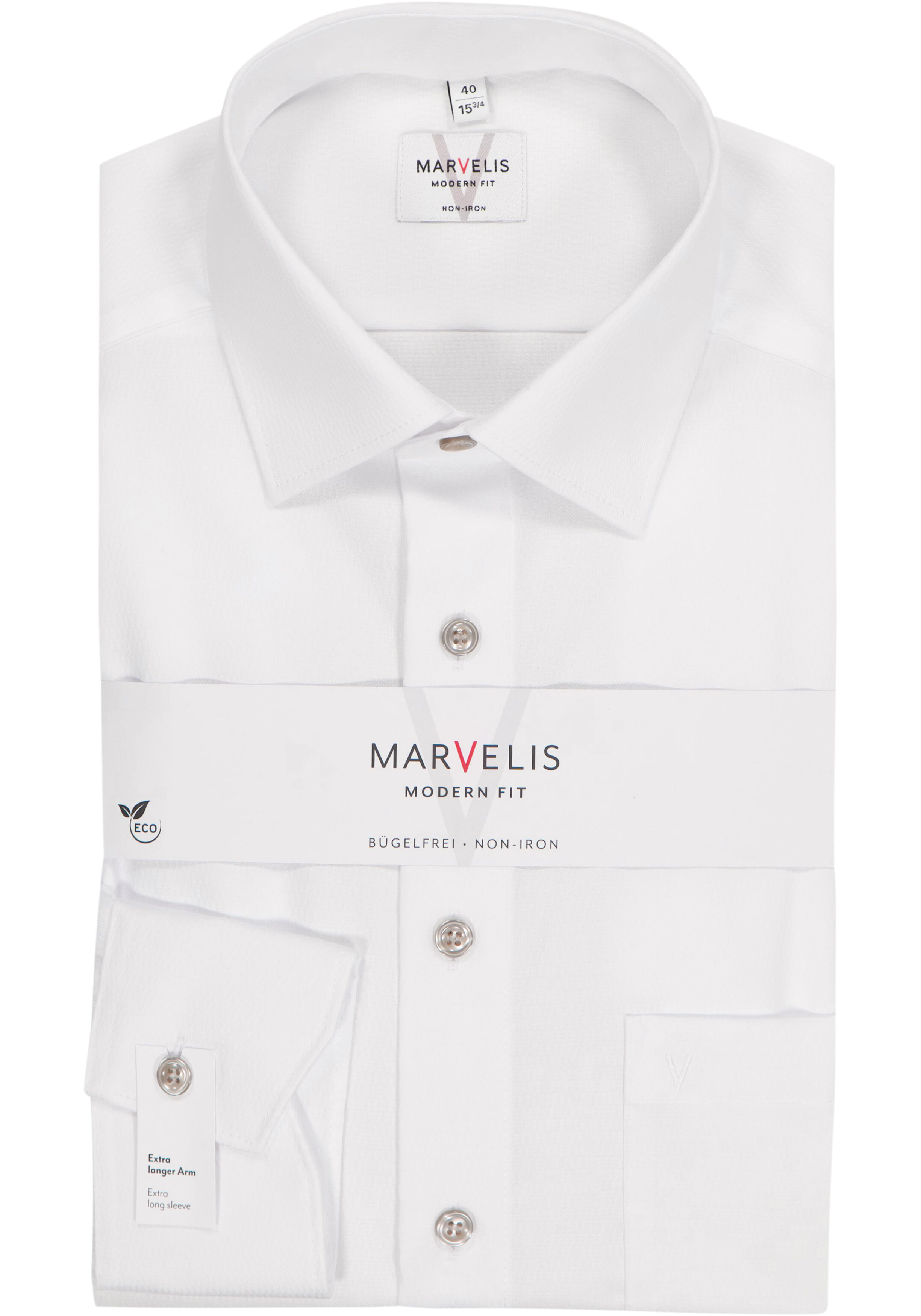 MARVELIS modern fit overhemd, mouwlengte 7, structuur, wit