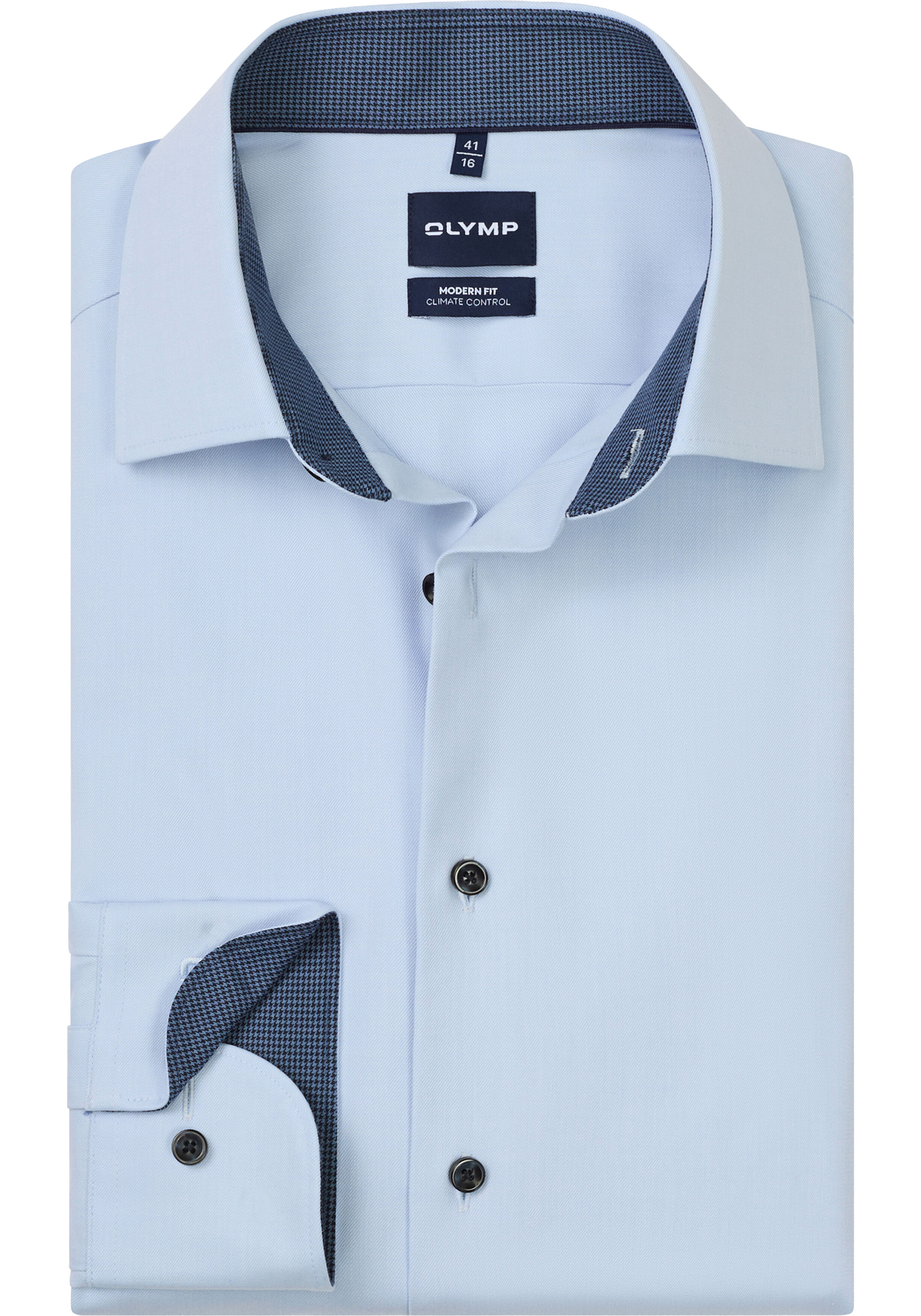 OLYMP 24/7 Luxor modern fit overhemd, twill, lichtblauw