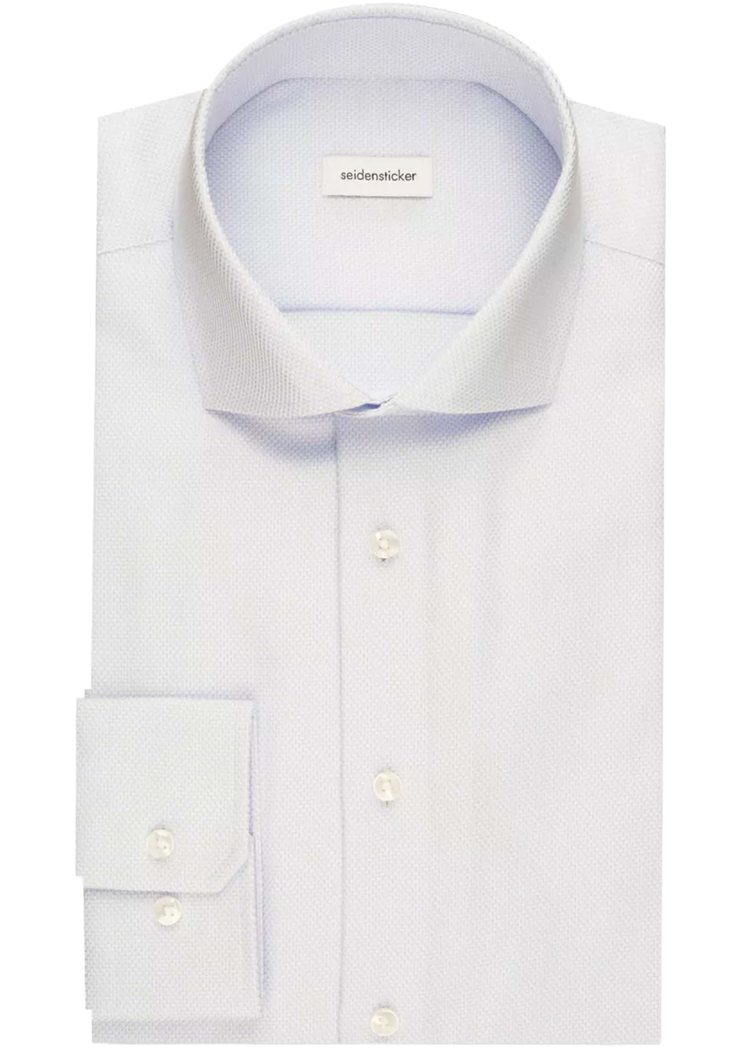 Seidensticker slim fit overhemd, mouwlengte 7, structuur, blauw