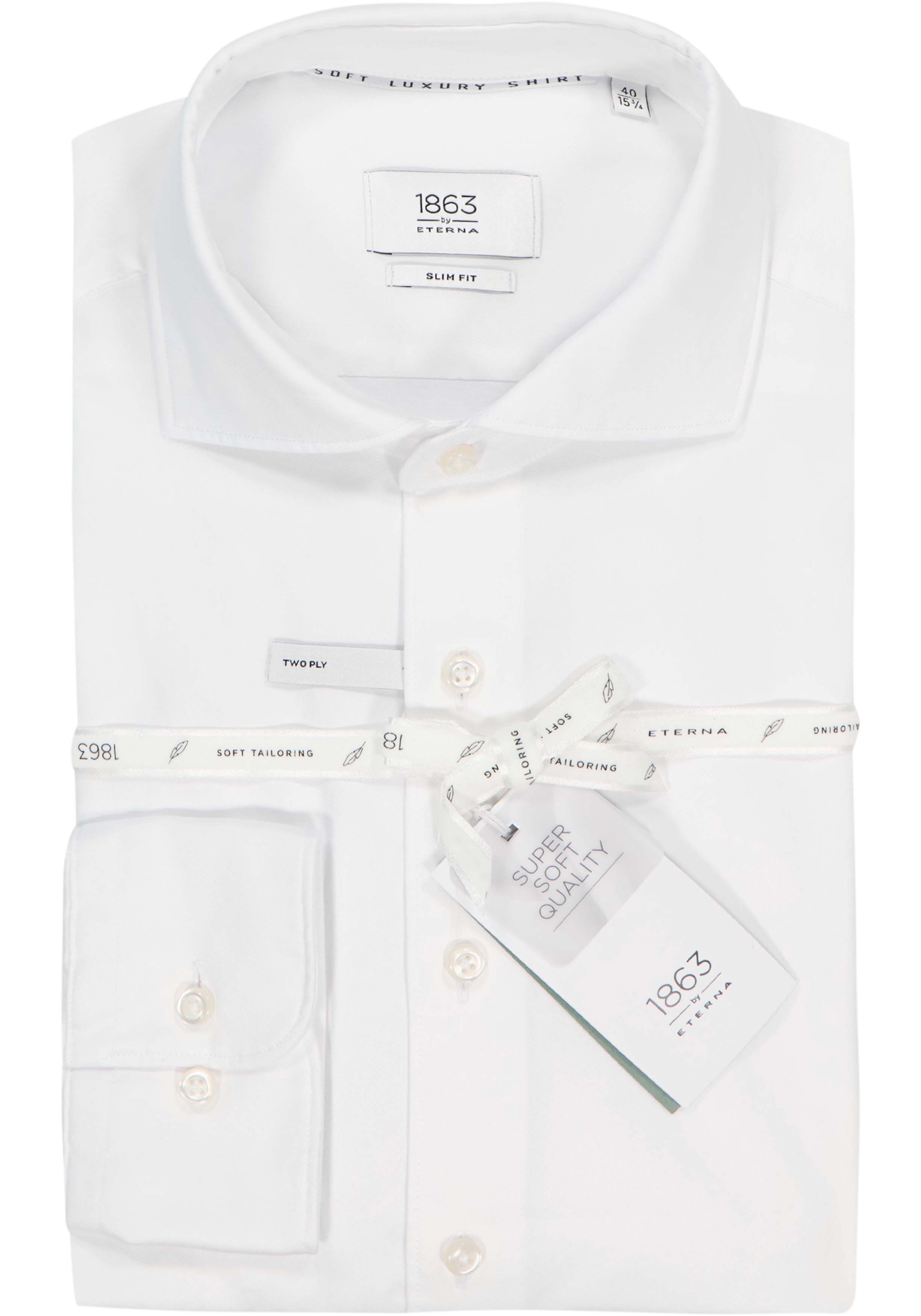 ETERNA 1863 slim fit casual Soft tailoring overhemd, twill heren overhemd, wit