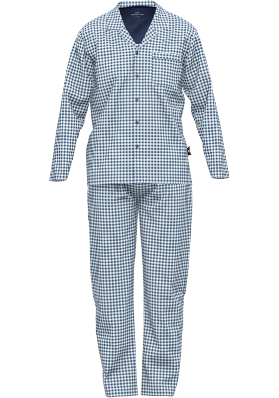 Gotzburg heren pyjama met knoopjes, donkerblauw geruit Gotzburg heren pyjama met knoopjes, donkerblauw geruit