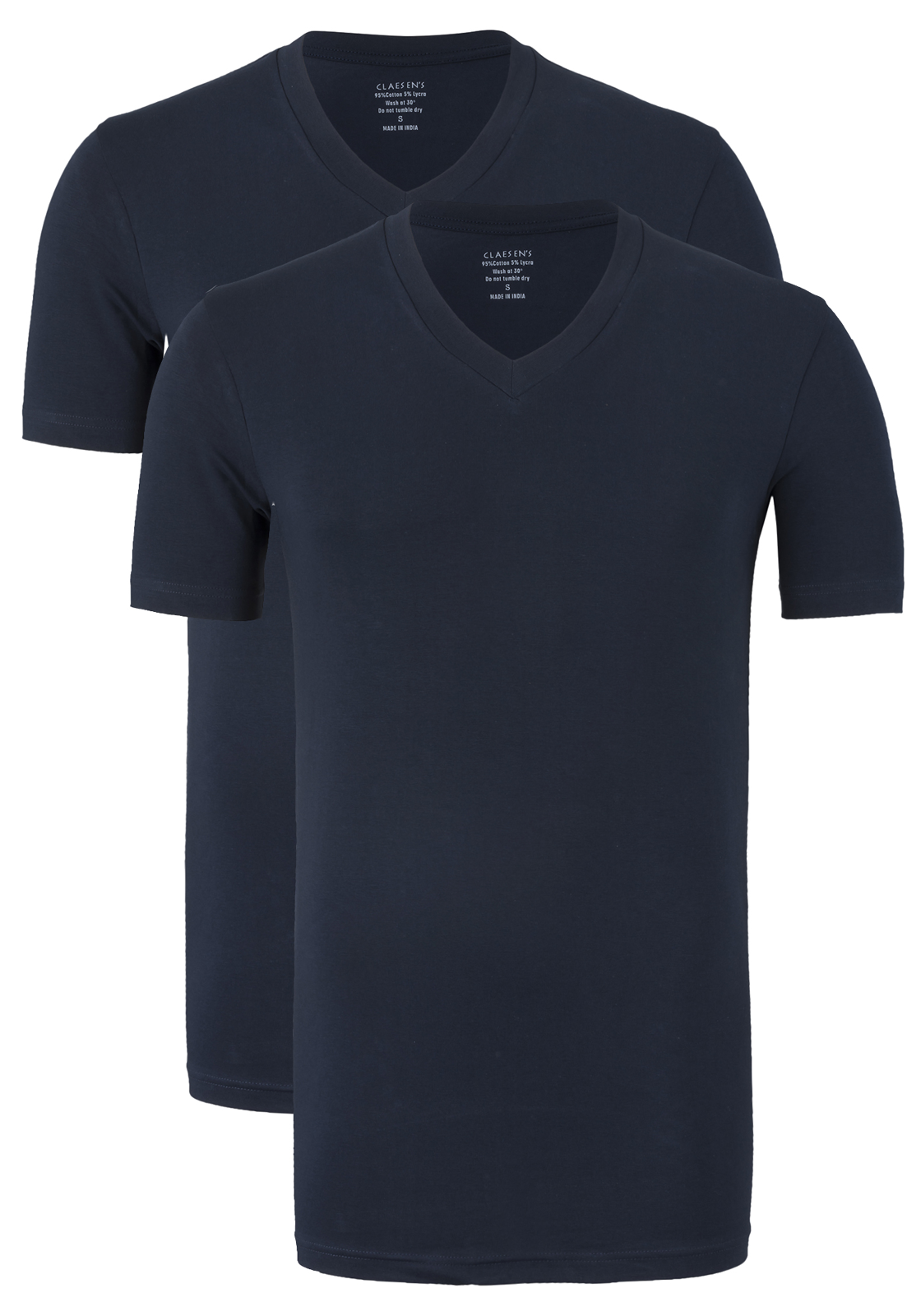 claesens_ondergoedCL1223_navy_duo Claesen's Basics T-shirts (2-pack), heren T-shirts V-hals, blauw